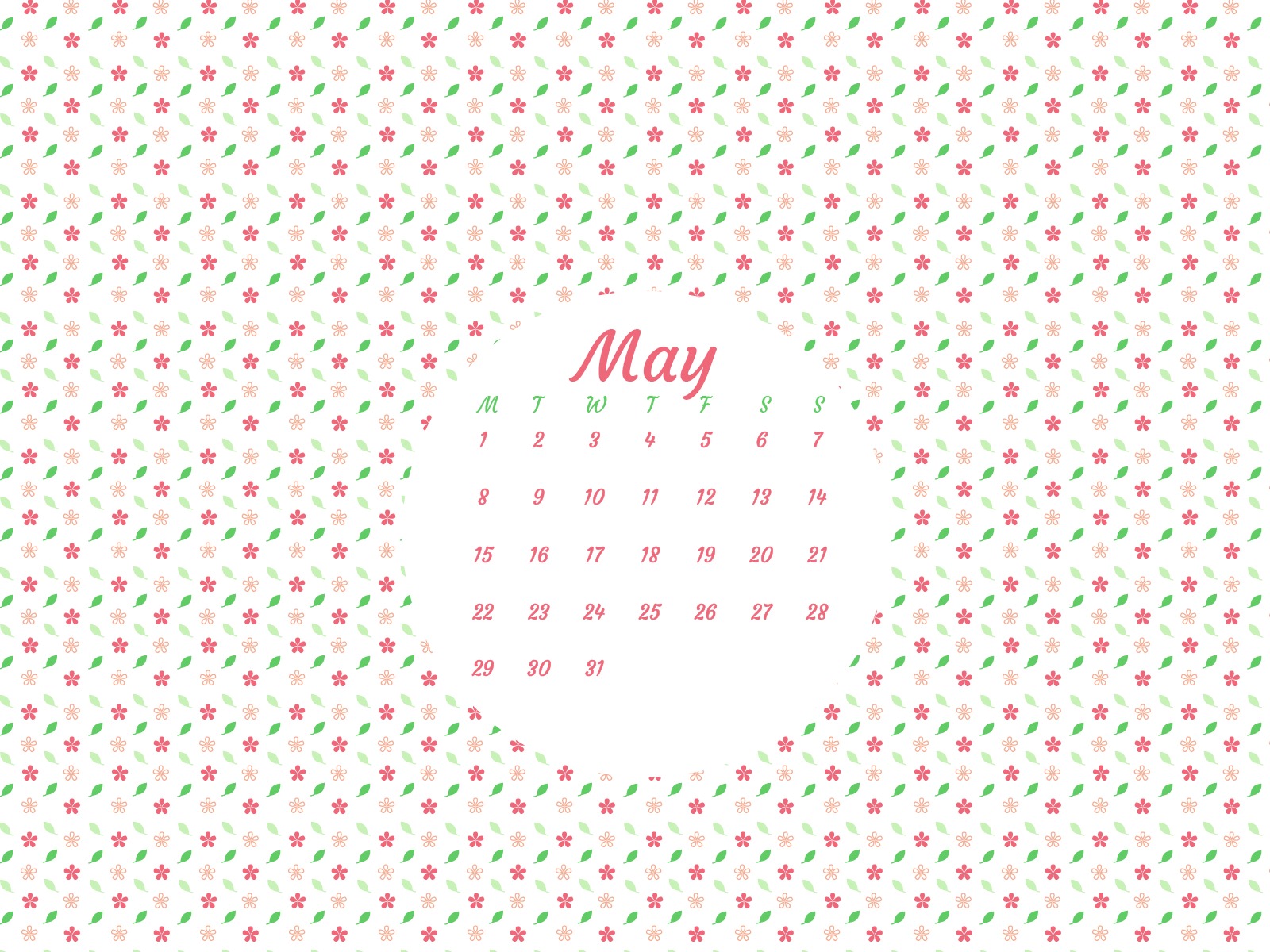 Fondo de pantalla del calendario de mayo de 2017 #8 - 1600x1200