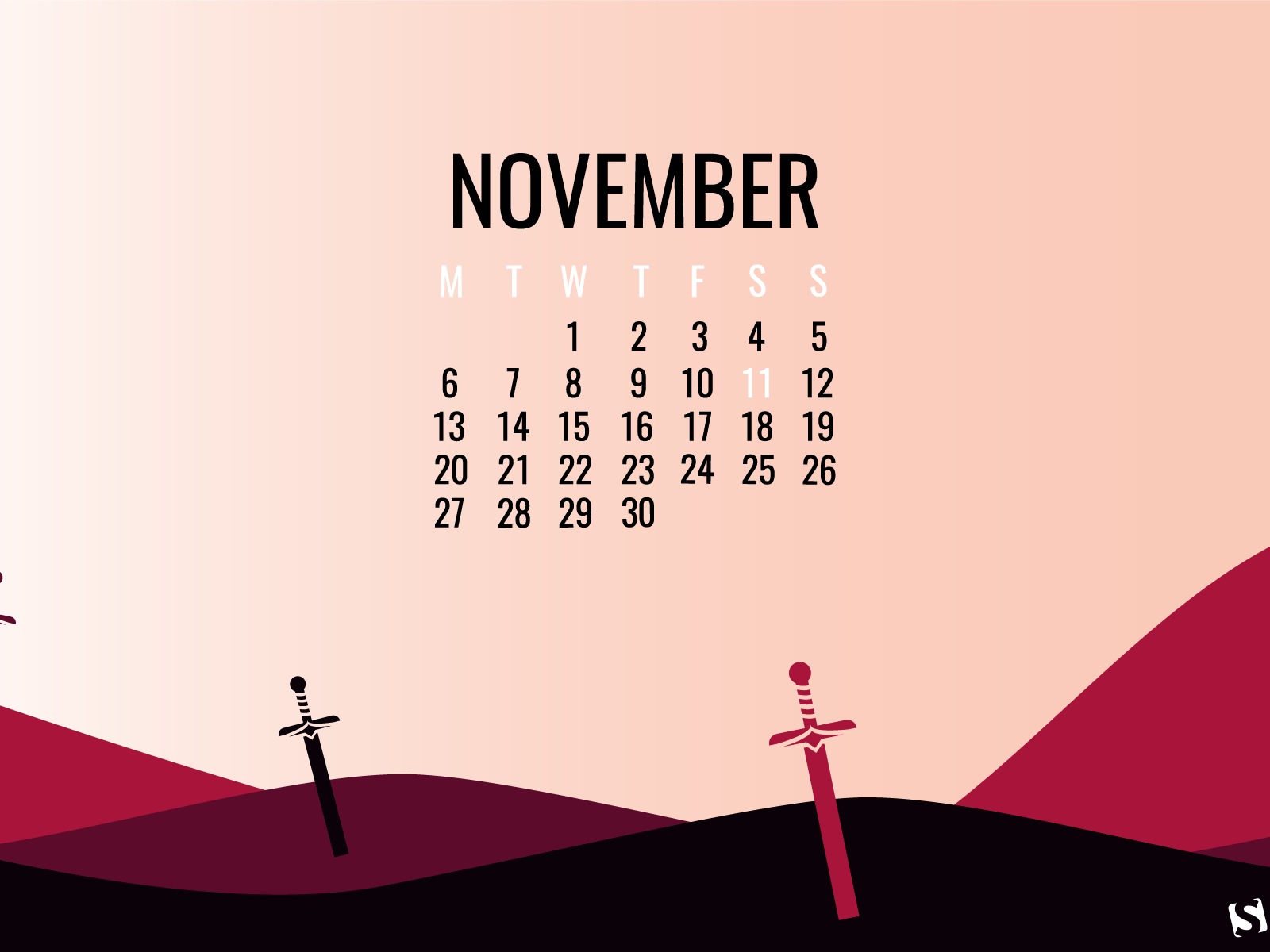 November 2017 Kalendertapete #2 - 1600x1200
