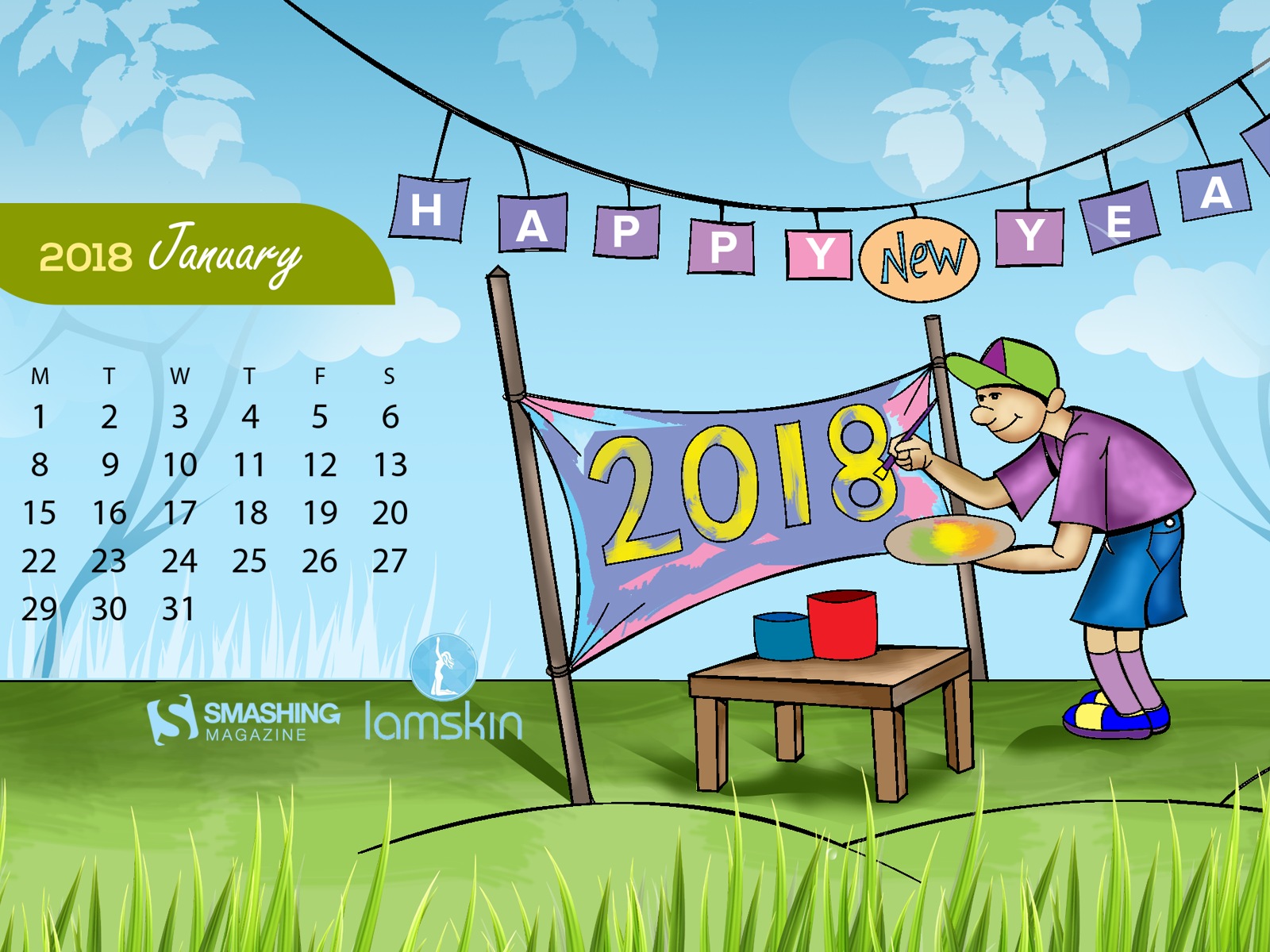 Januar 2018 Kalender Hintergrund #1 - 1600x1200