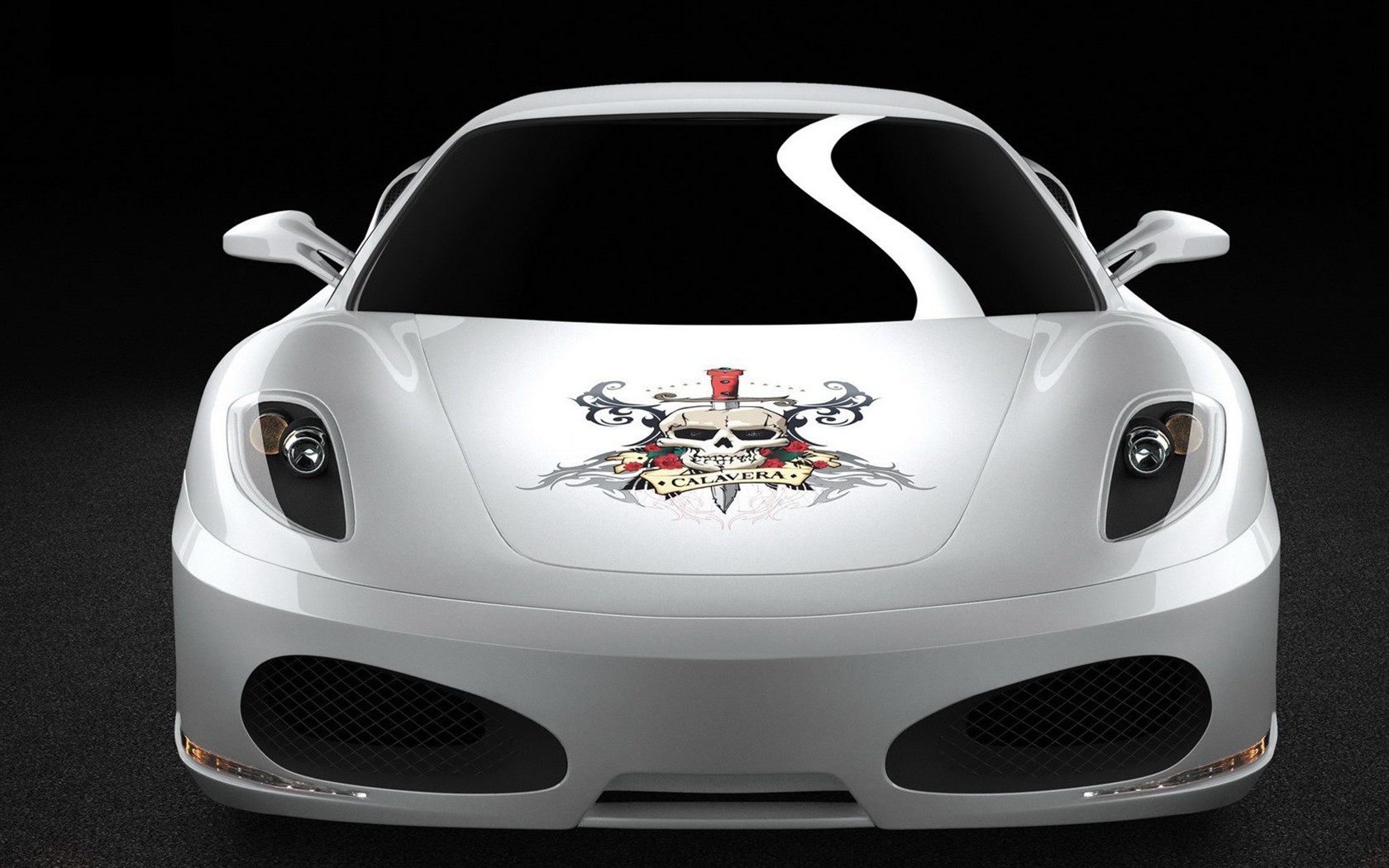Белый Череп Ferrari F430 стола #1 - 1680x1050