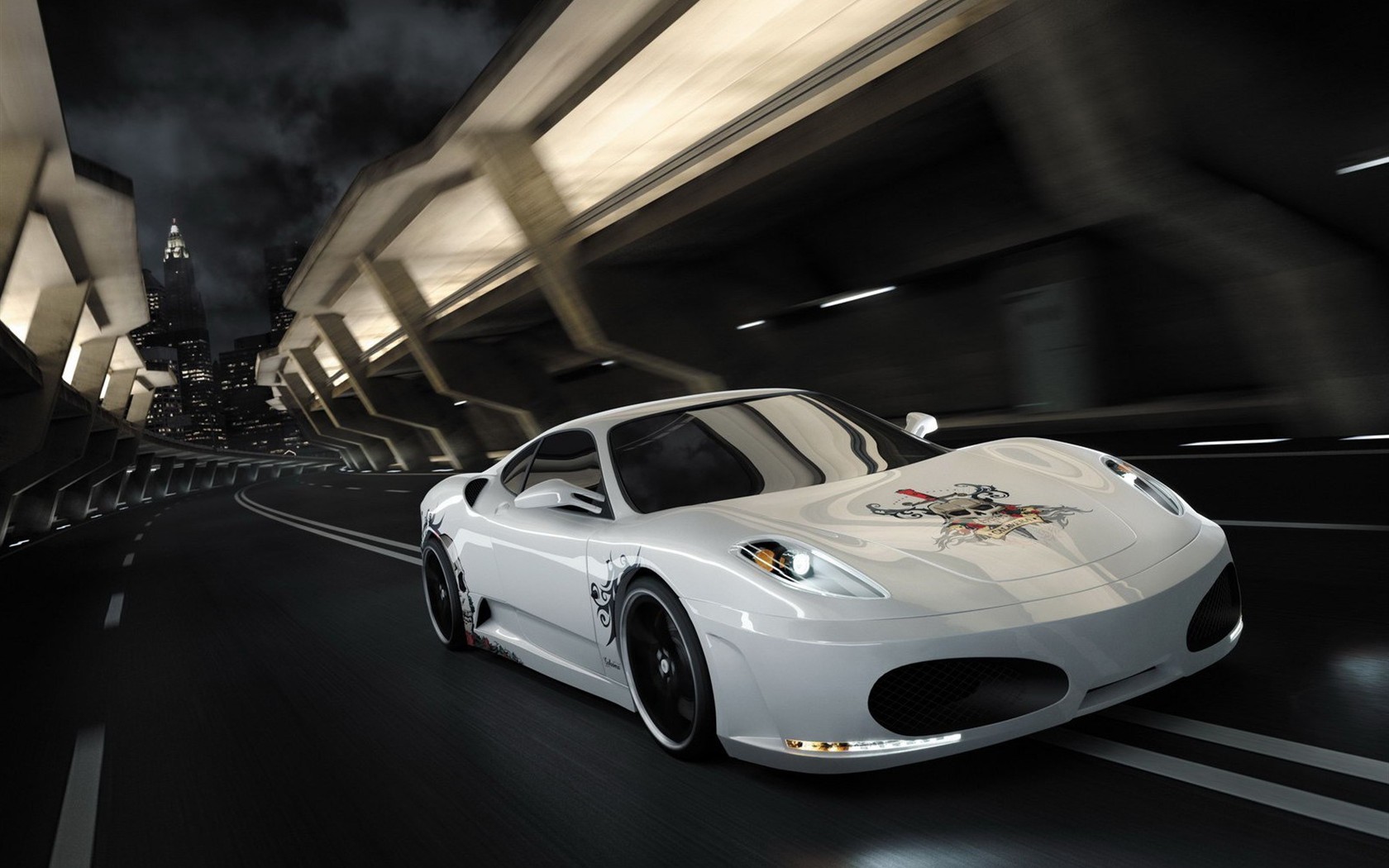 Белый Череп Ferrari F430 стола #10 - 1680x1050