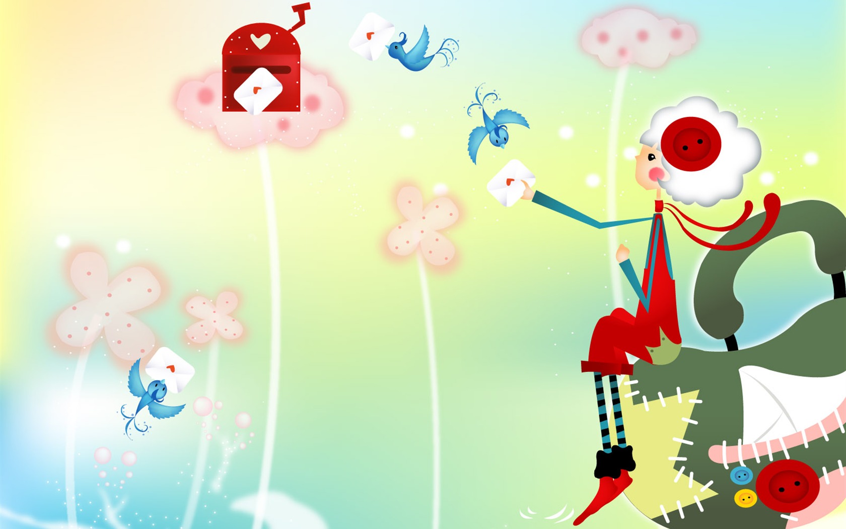 Button girl wallpaper illustrator #16 - 1680x1050