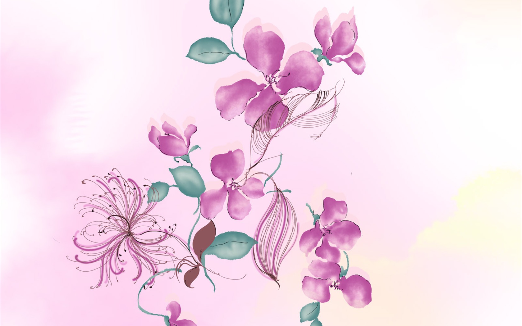Fondos de pantalla de tinta exquisita flor #26 - 1680x1050