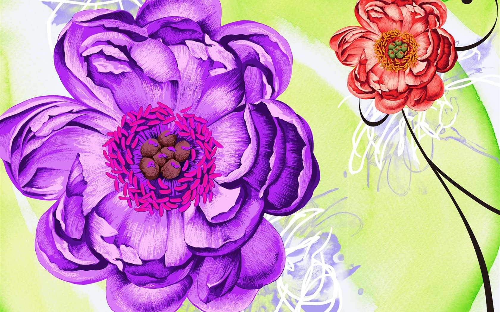 Floral wallpaper illustration design #4 - 1680x1050