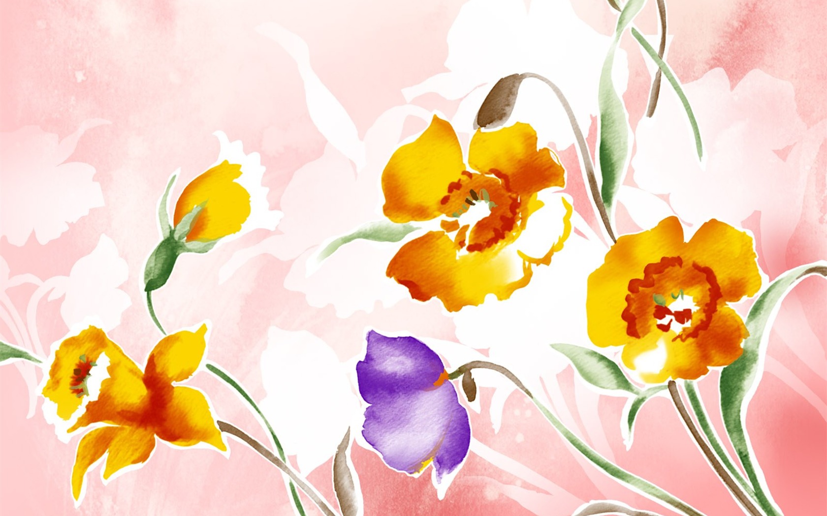 papel tapiz floral diseño ilustración #22 - 1680x1050