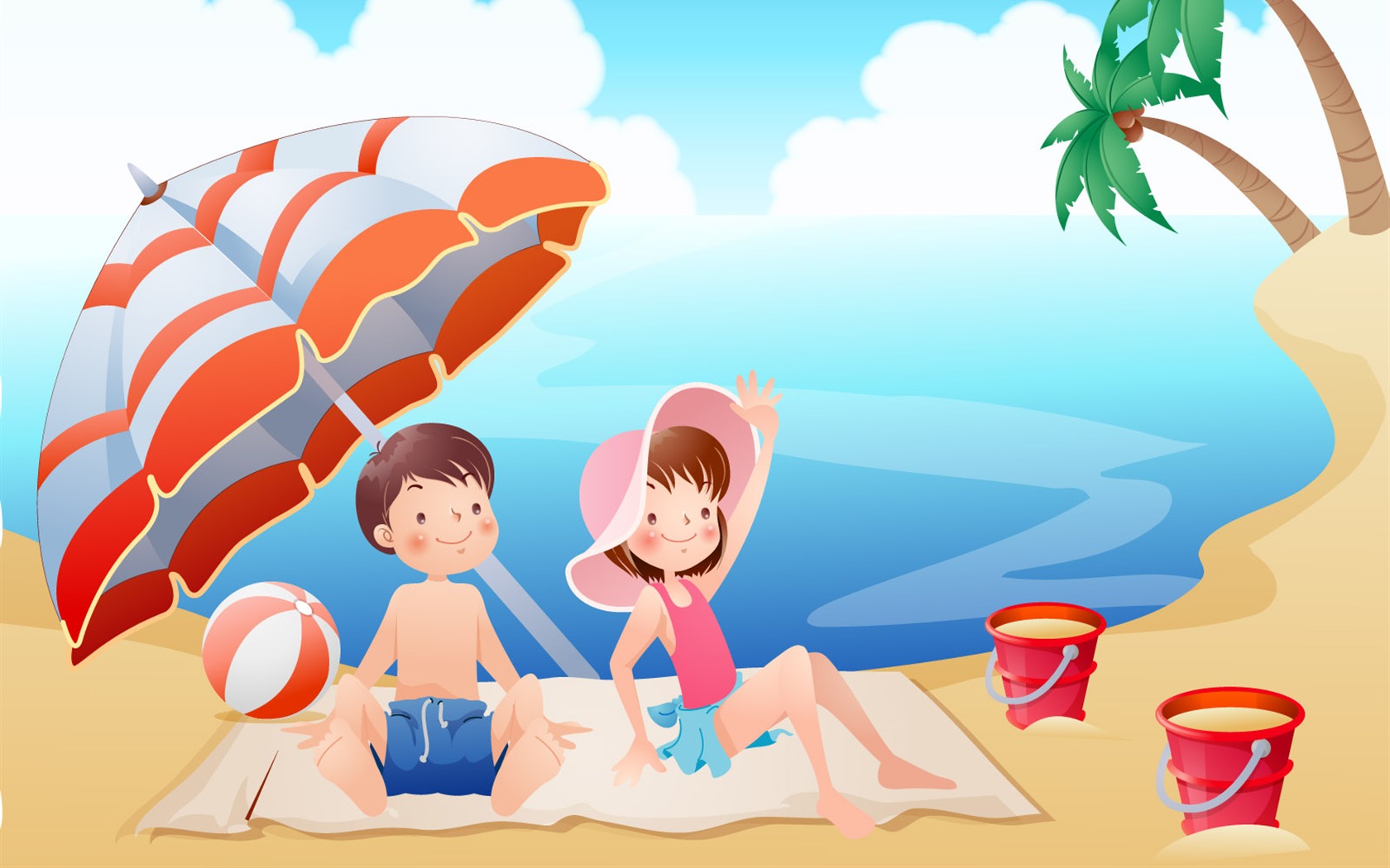 Happy summer vector wallpaper (2) #1 - 1680x1050