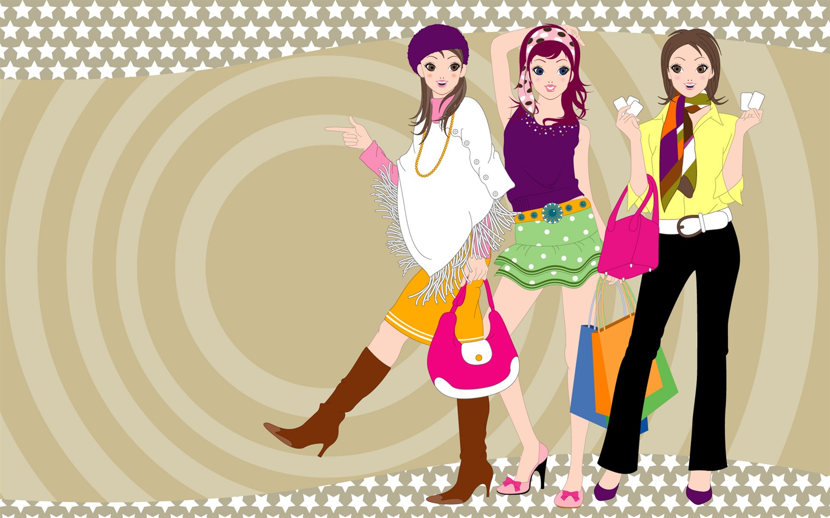 Vector urban women wallpaper (2) #20 - 1680x1050