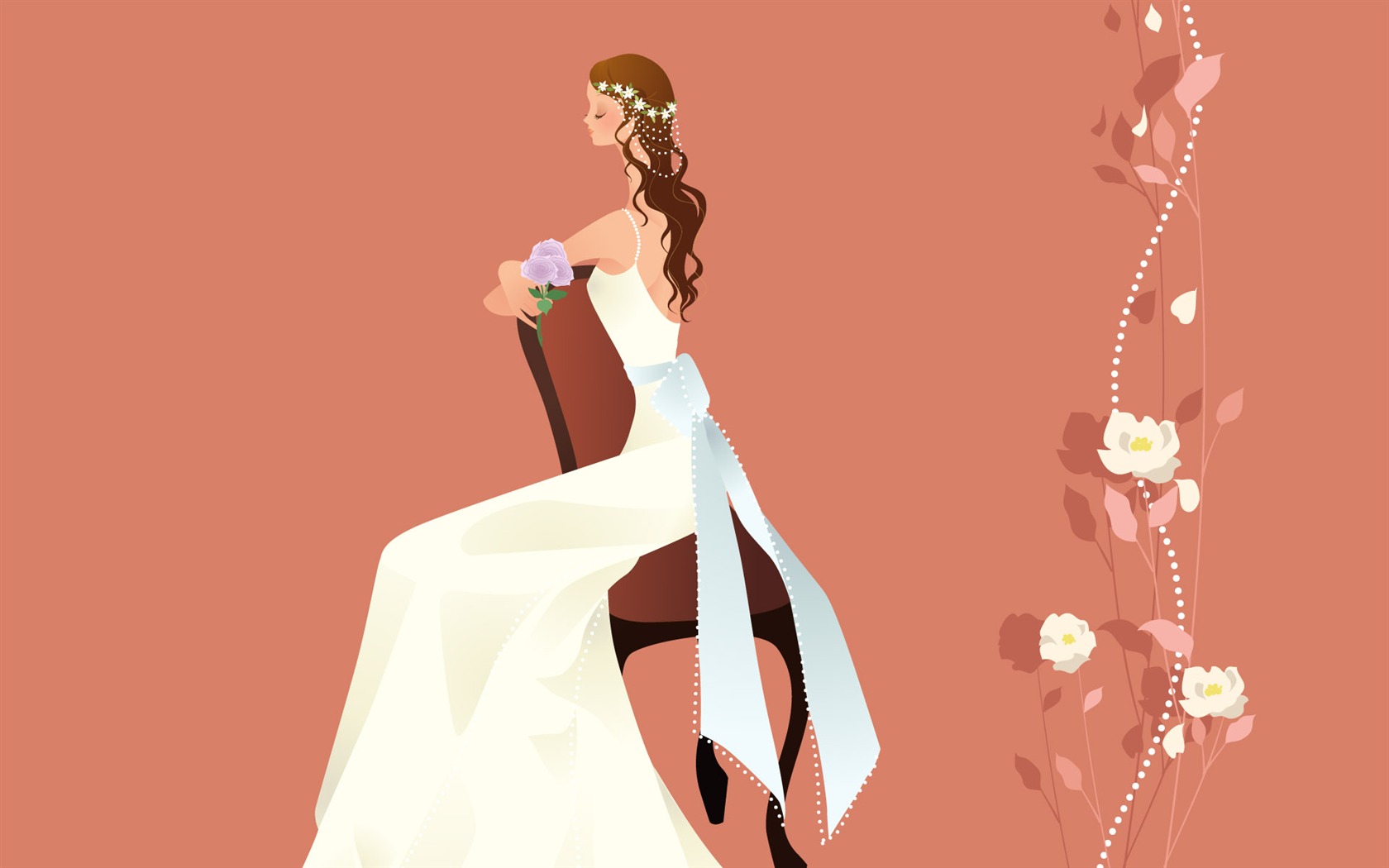 ベクトルの壁紙の結婚式の花嫁 (1) #11 - 1680x1050