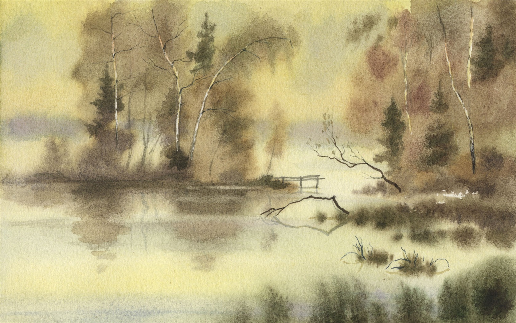 水彩風景手描き壁紙 (1) #18 - 1680x1050