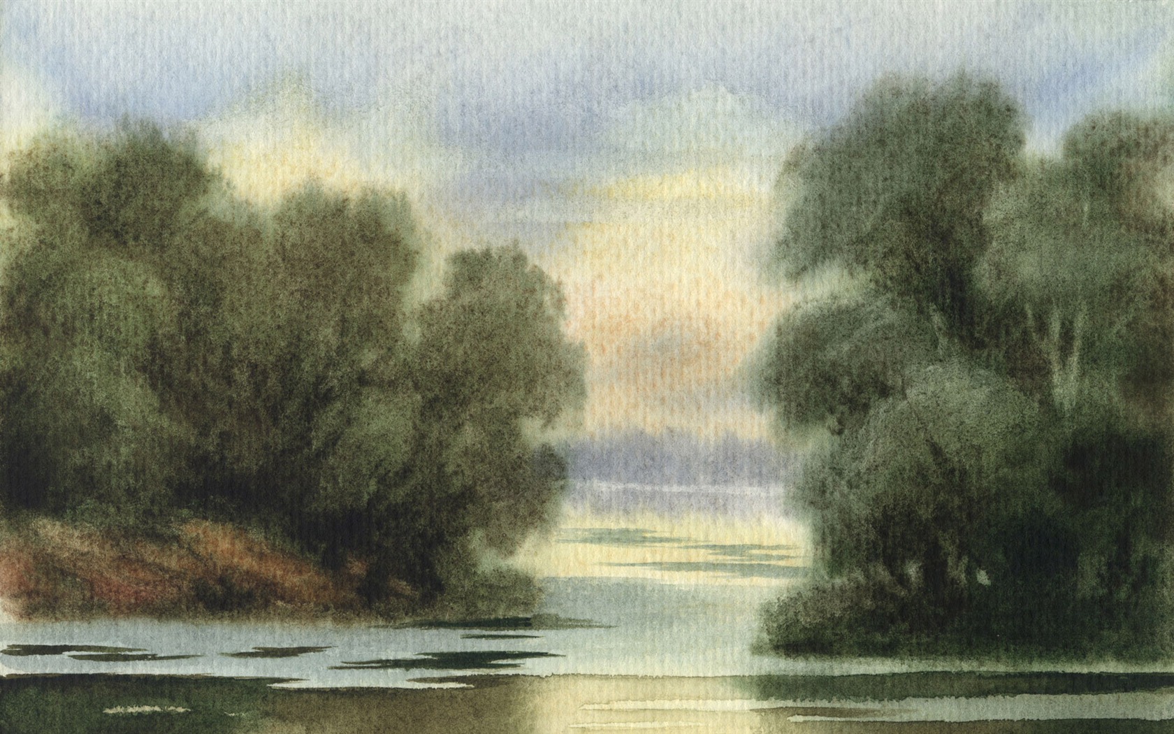 Aquarell-Landschaft handgemalten Tapeten (2) #13 - 1680x1050