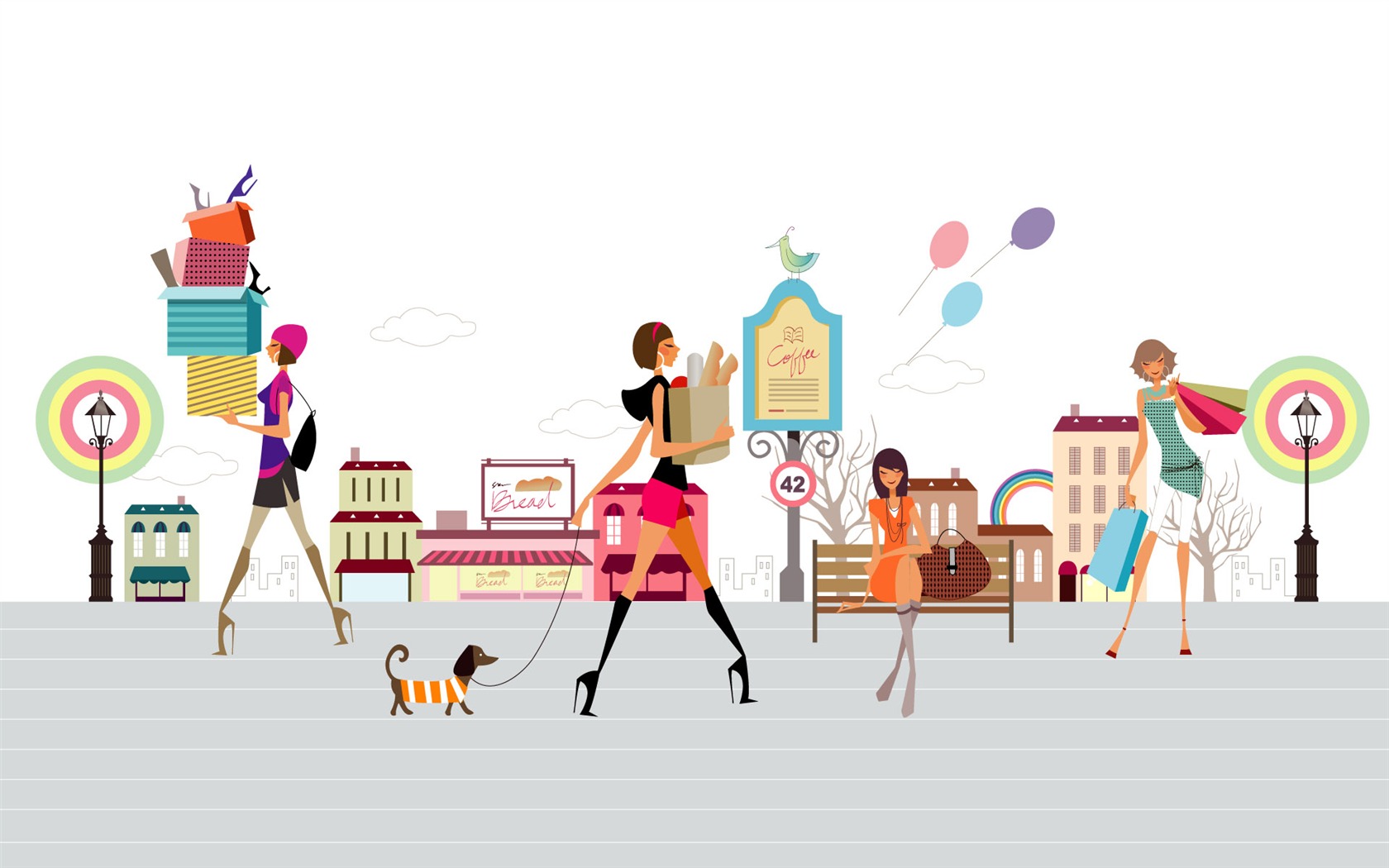 Fashion Girls Vector Wallpaper (1) #2 - 1680x1050