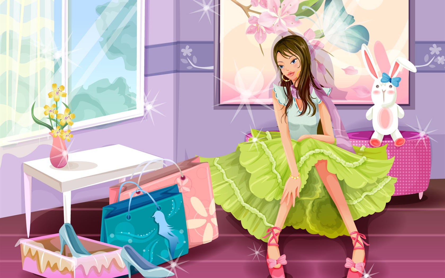 Vector collection of women wallpaper (6) #11 - 1680x1050