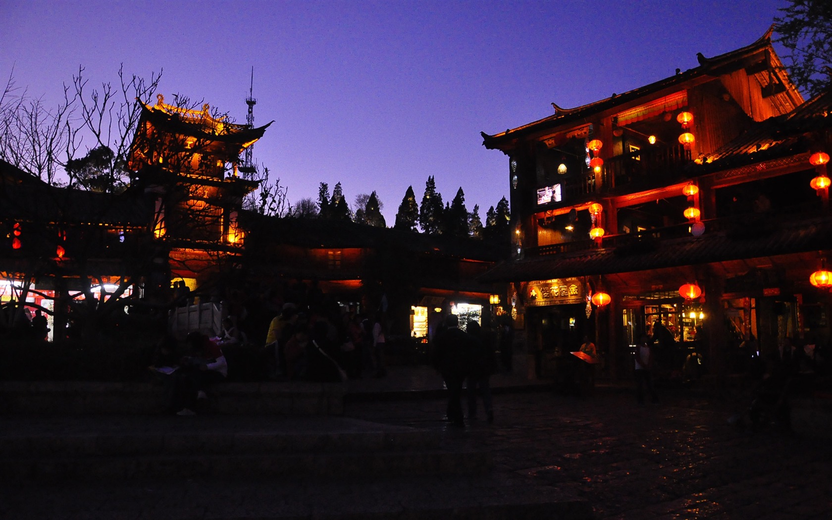 Starobylé město Lijiang Night (Staré Hong OK práce) #24 - 1680x1050