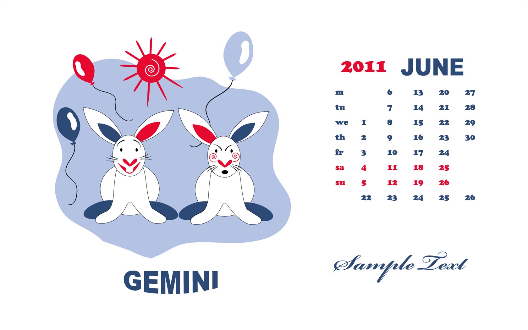 Year of the Rabbit 2011 calendar wallpaper (2) #7 - 1680x1050