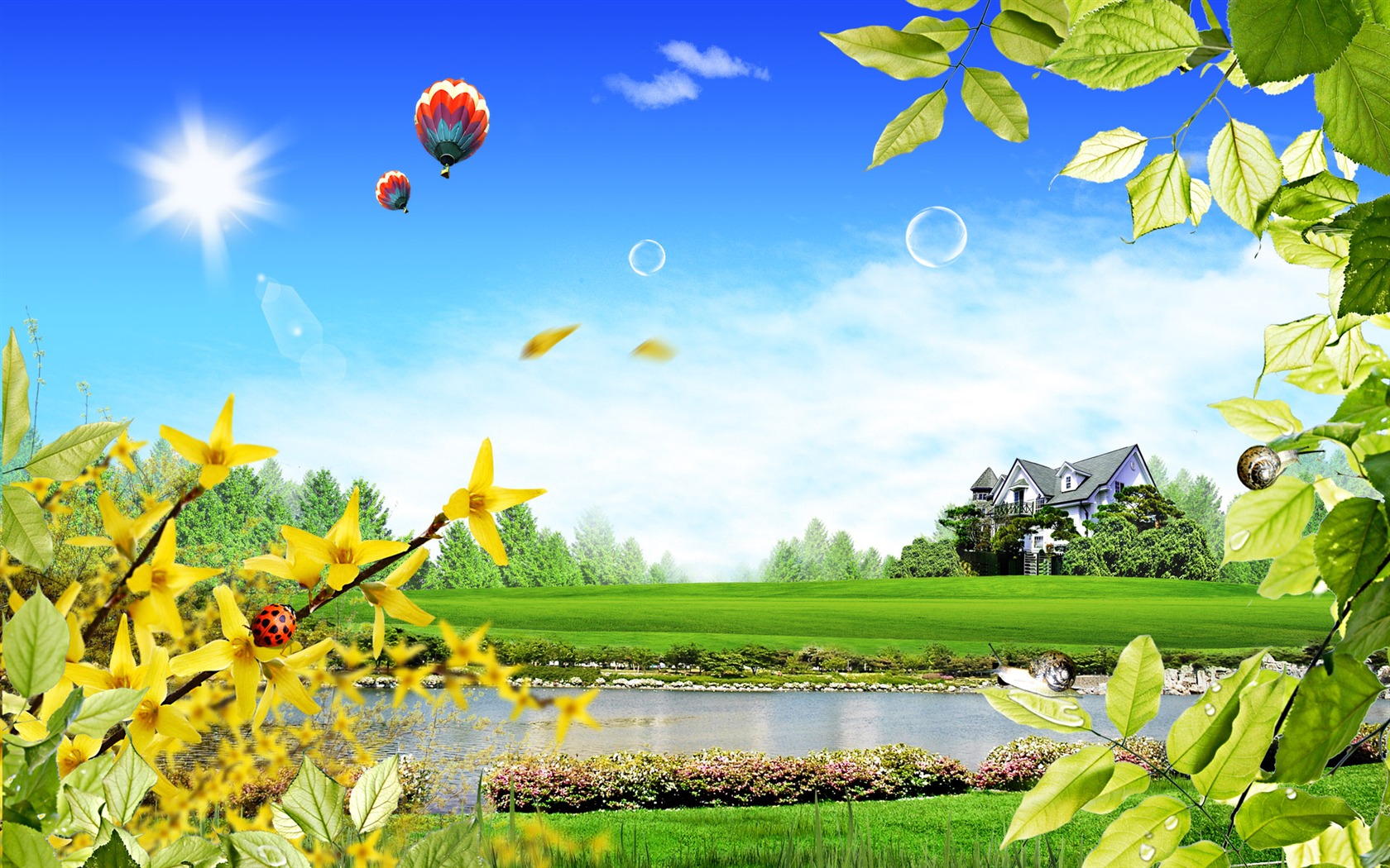 Photoshop sonnigen Sommertag Landschaft Wallpaper (2) #17 - 1680x1050