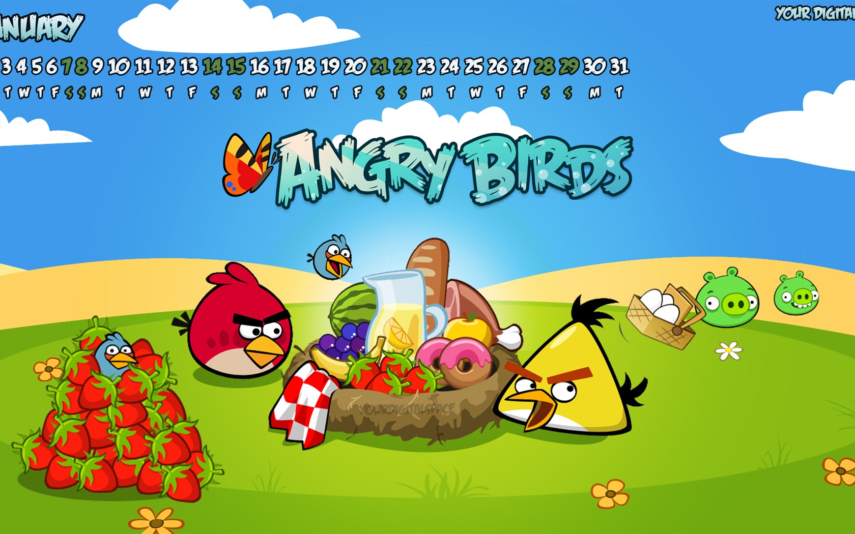 Angry Birds 2012 Kalendář tapeta #5 - 1680x1050