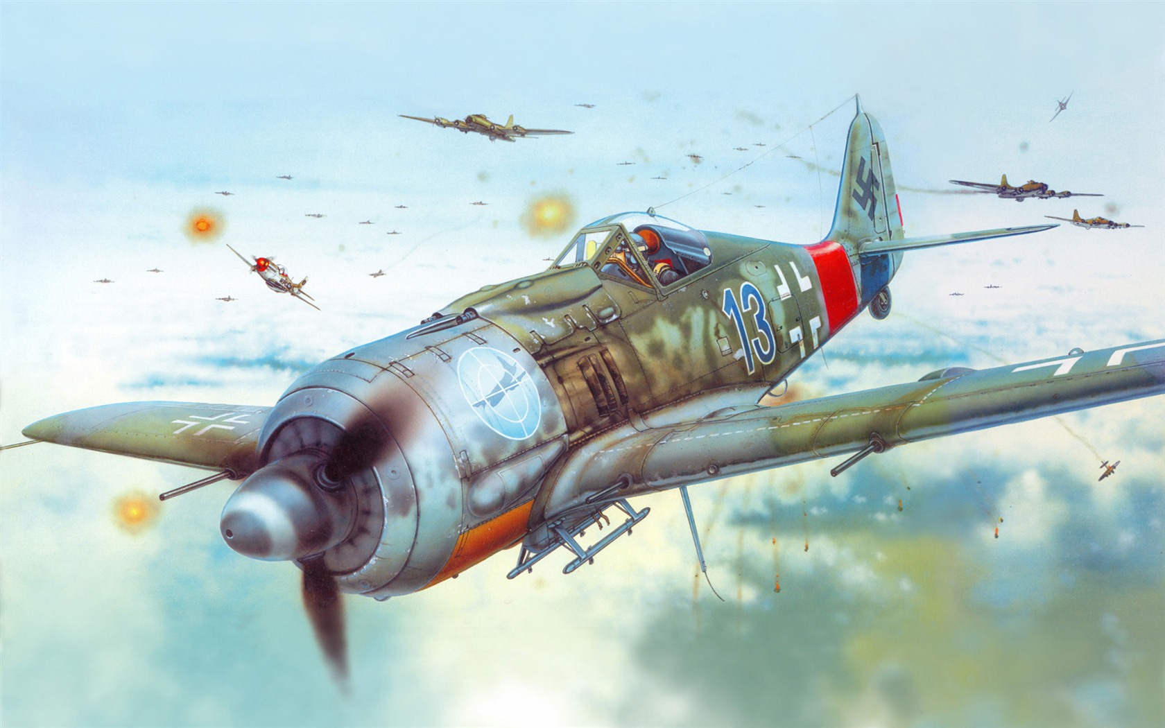 Militärflugzeuge Flug exquisite Malerei Tapeten #1 - 1680x1050
