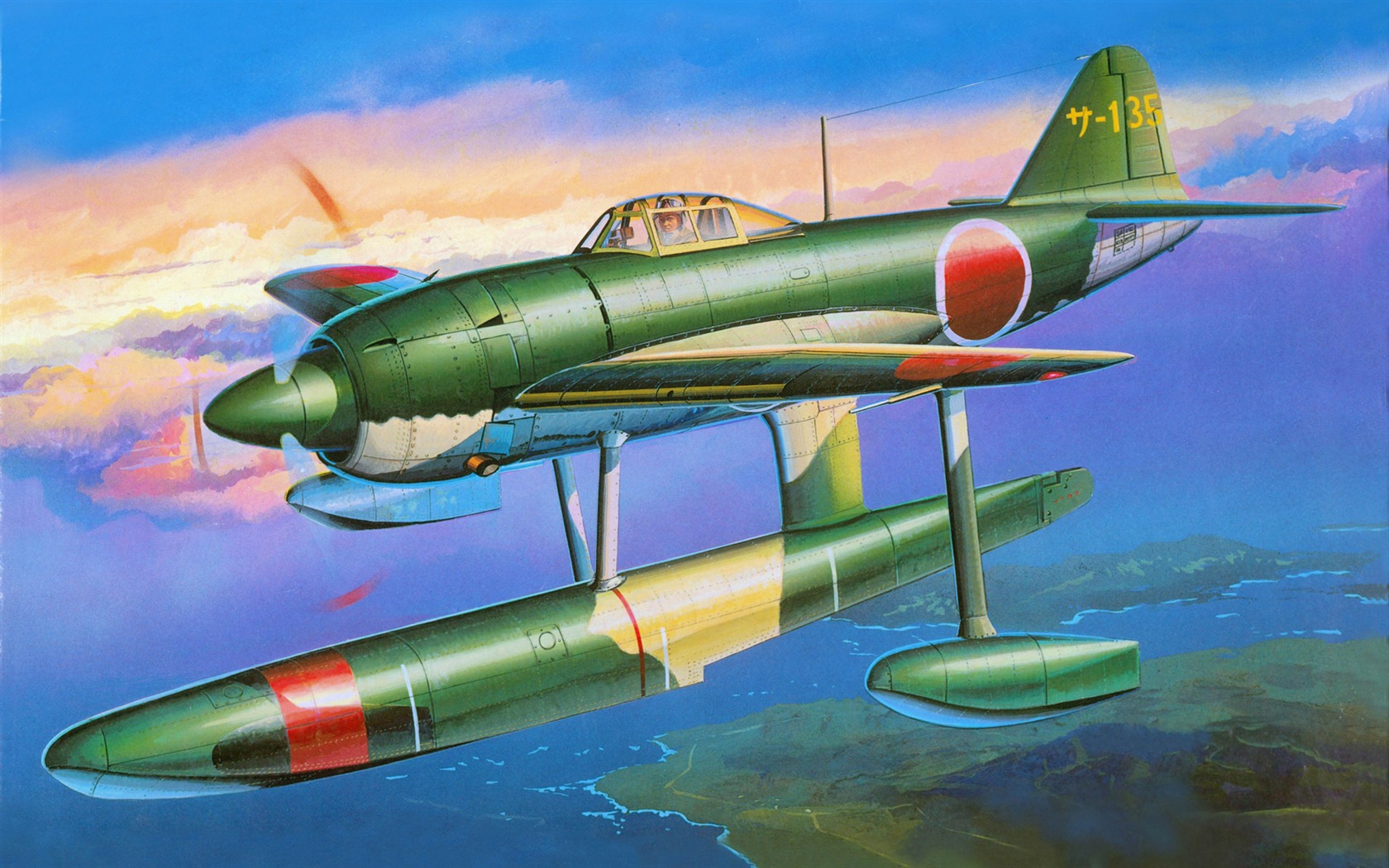 空中飞行的军用飞机 精美绘画壁纸4 - 1680x1050