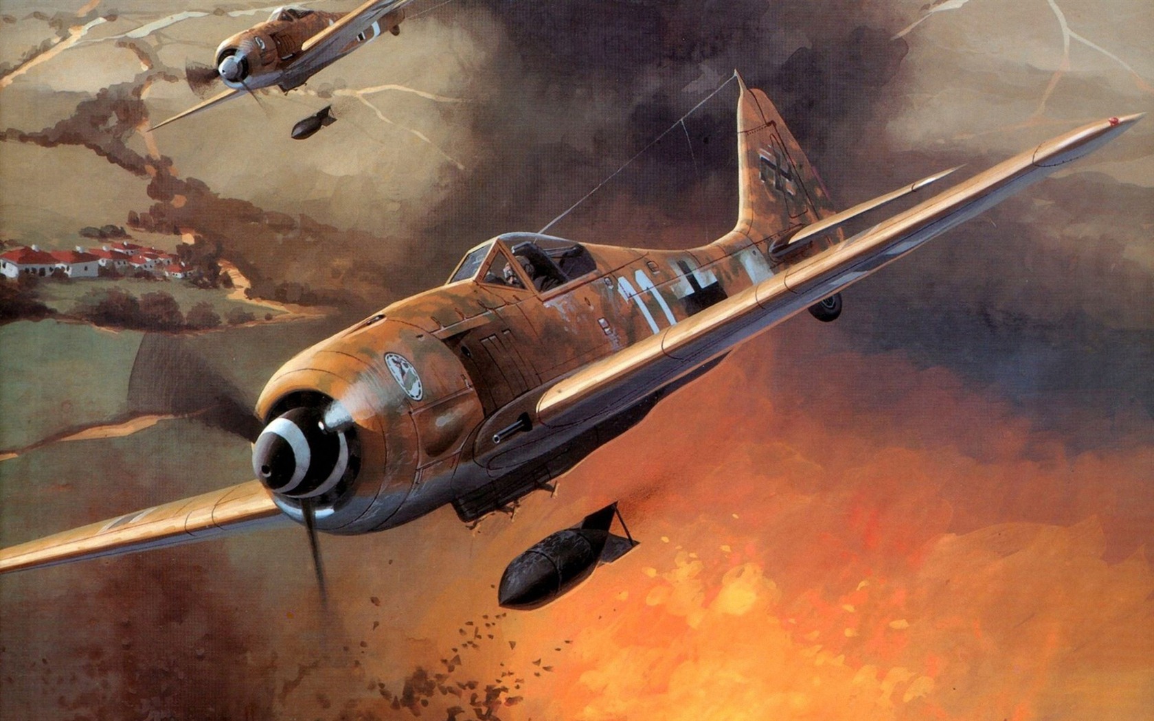 Militärflugzeuge Flug exquisite Malerei Tapeten #6 - 1680x1050