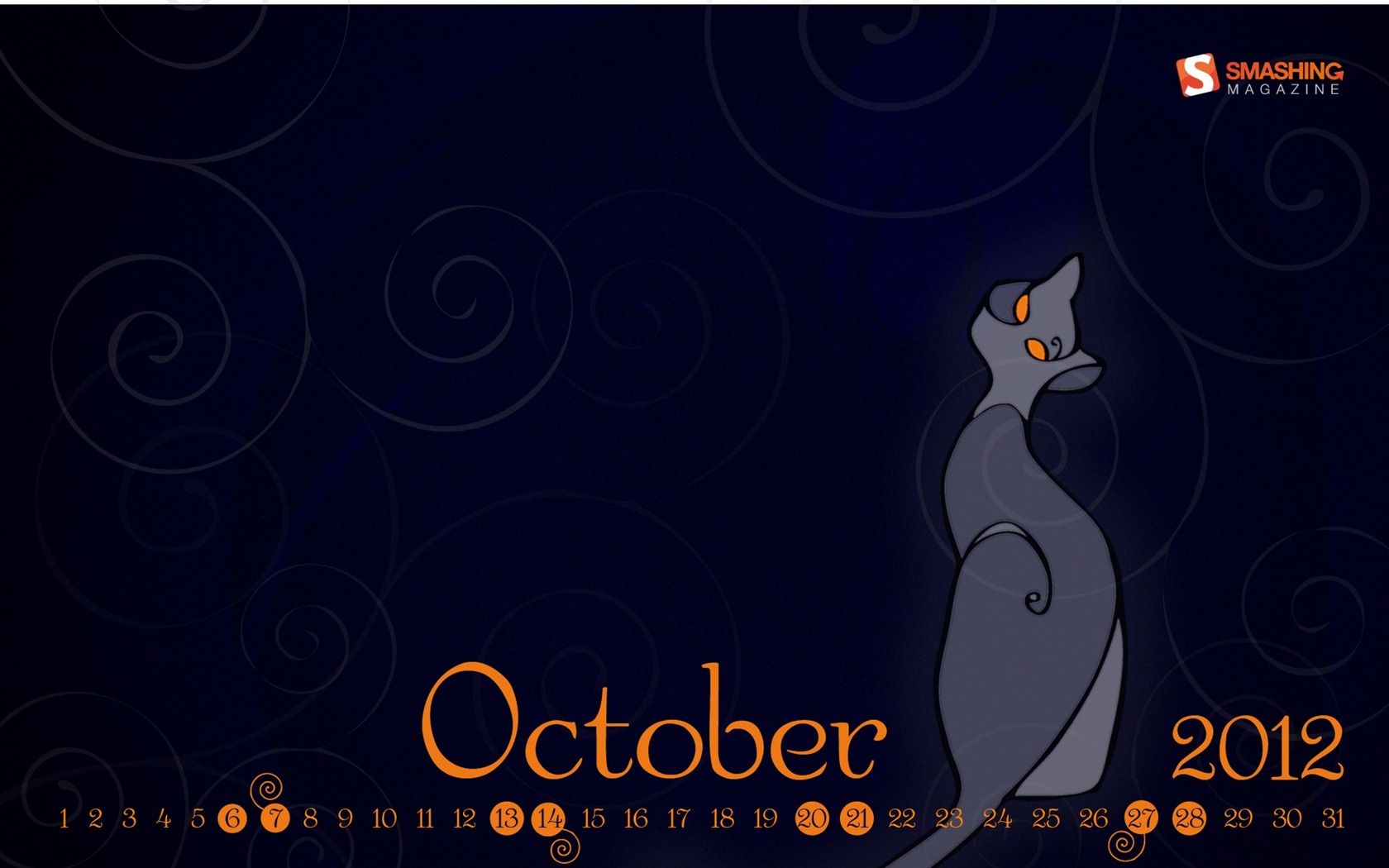 October 2012 Calendar wallpaper (1) #8 - 1680x1050