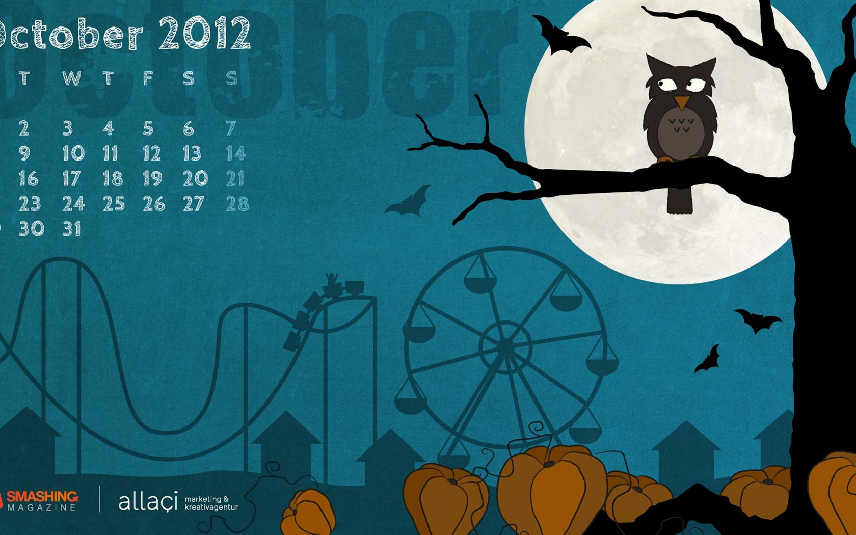 October 2012 Calendar wallpaper (1) #10 - 1680x1050