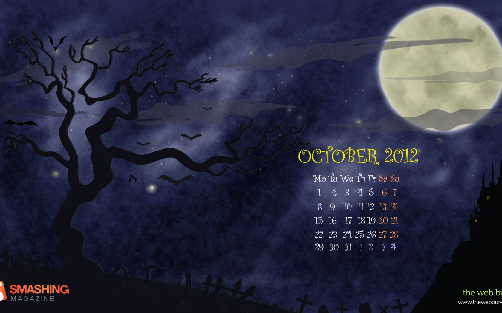 October 2012 Calendar wallpaper (1) #18 - 1680x1050