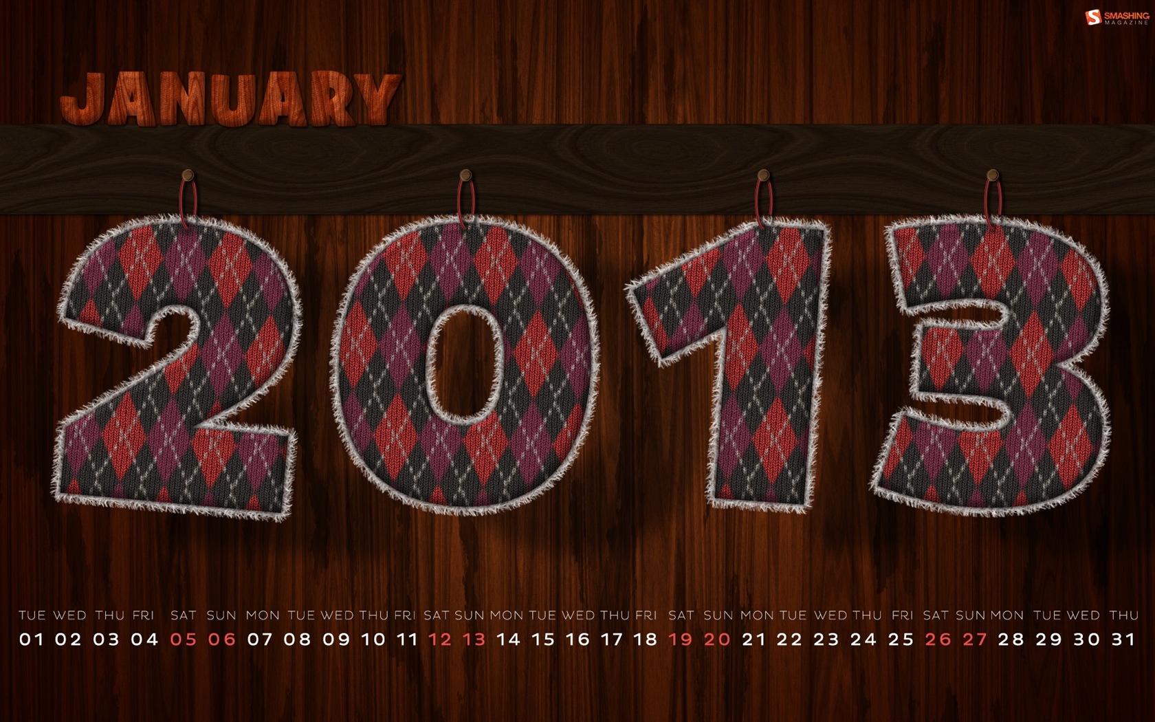 2013年1月カレンダー壁紙（1） #16 - 1680x1050