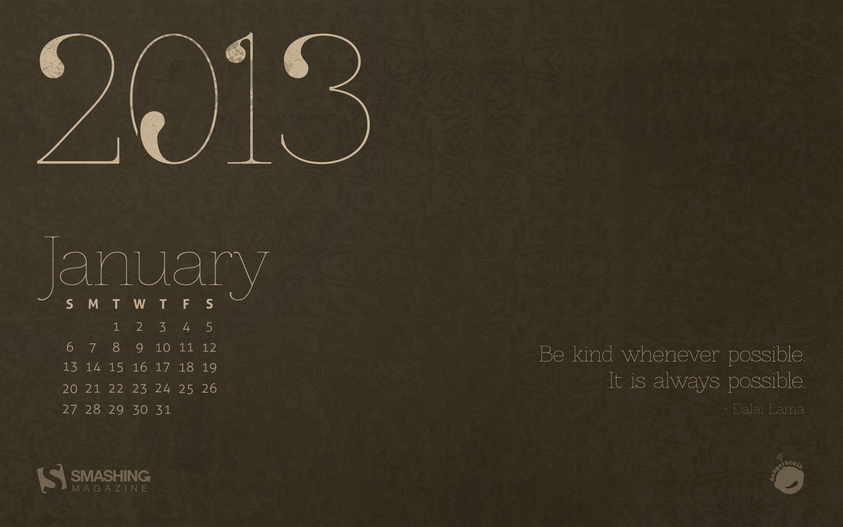 2013년 1월 캘린더 벽지 (2) #7 - 1680x1050