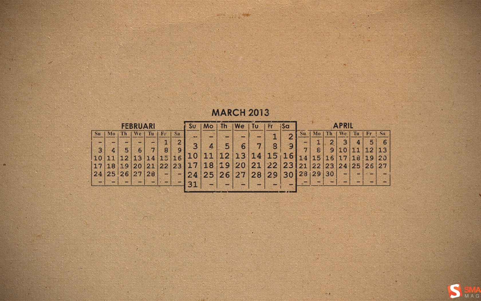 March 2013 calendar wallpaper (2) #6 - 1680x1050