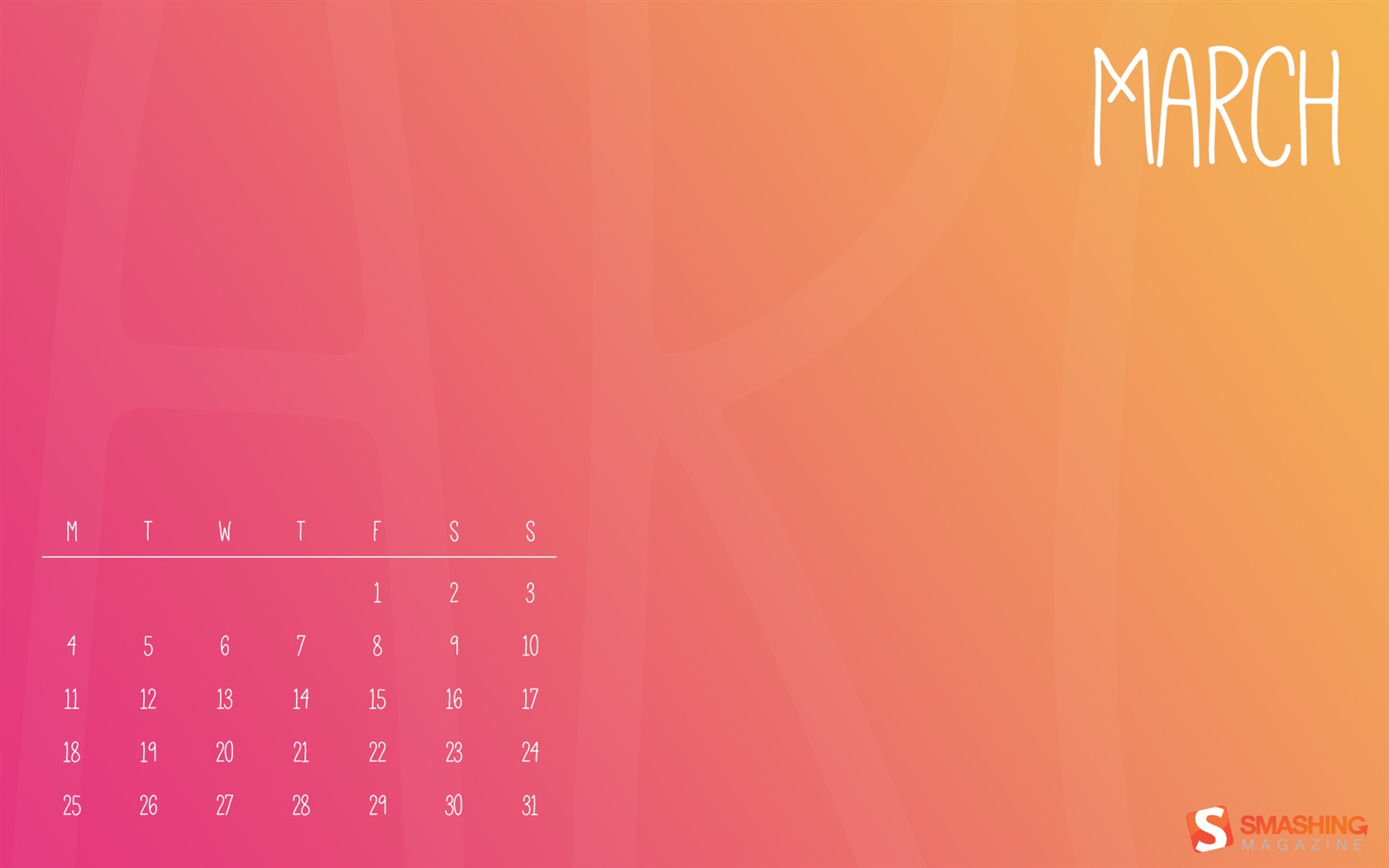 March 2013 calendar wallpaper (1) #13 - 1680x1050