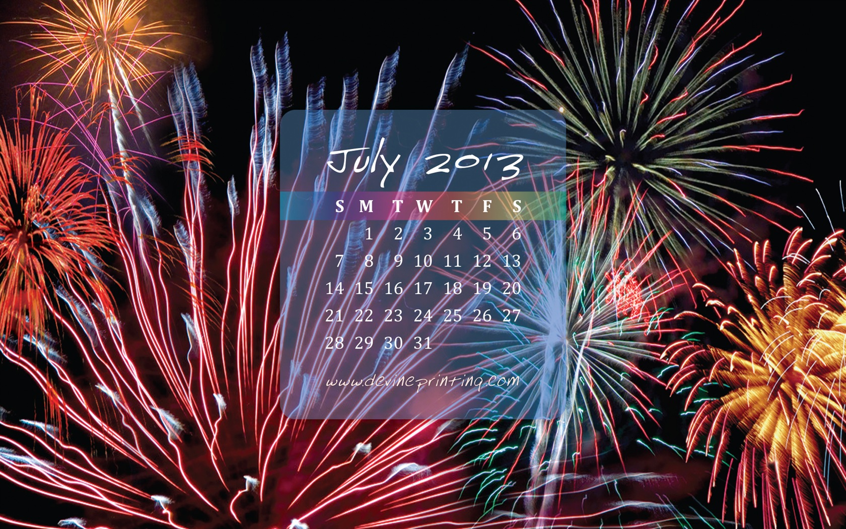 July 2013 calendar wallpaper (2) #14 - 1680x1050