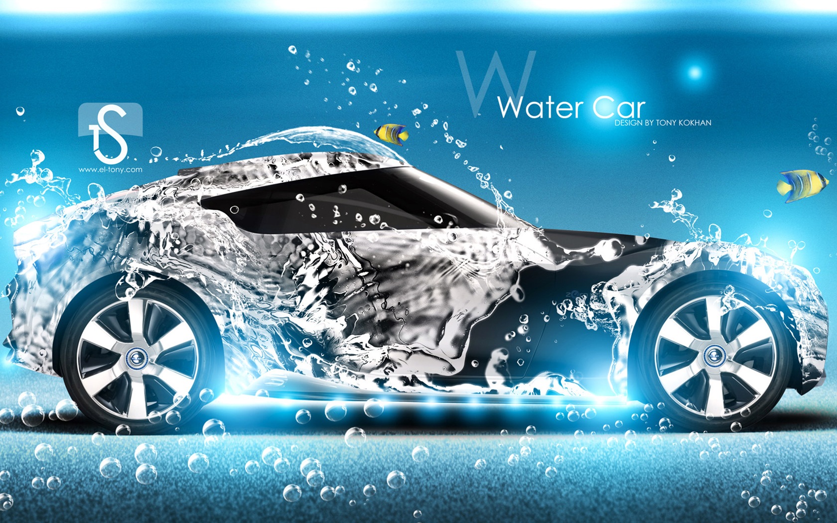 水滴のしぶき、美しい車創造的なデザインの壁紙 #5 - 1680x1050