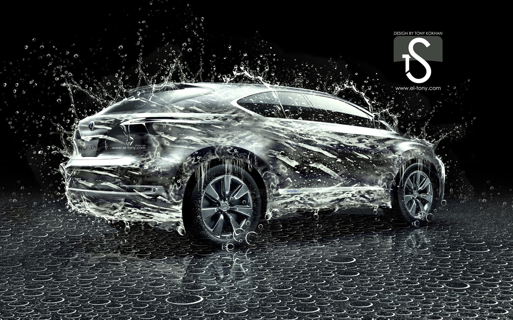 Water drops splash, beautiful car creative design wallpaper #8 - 1680x1050