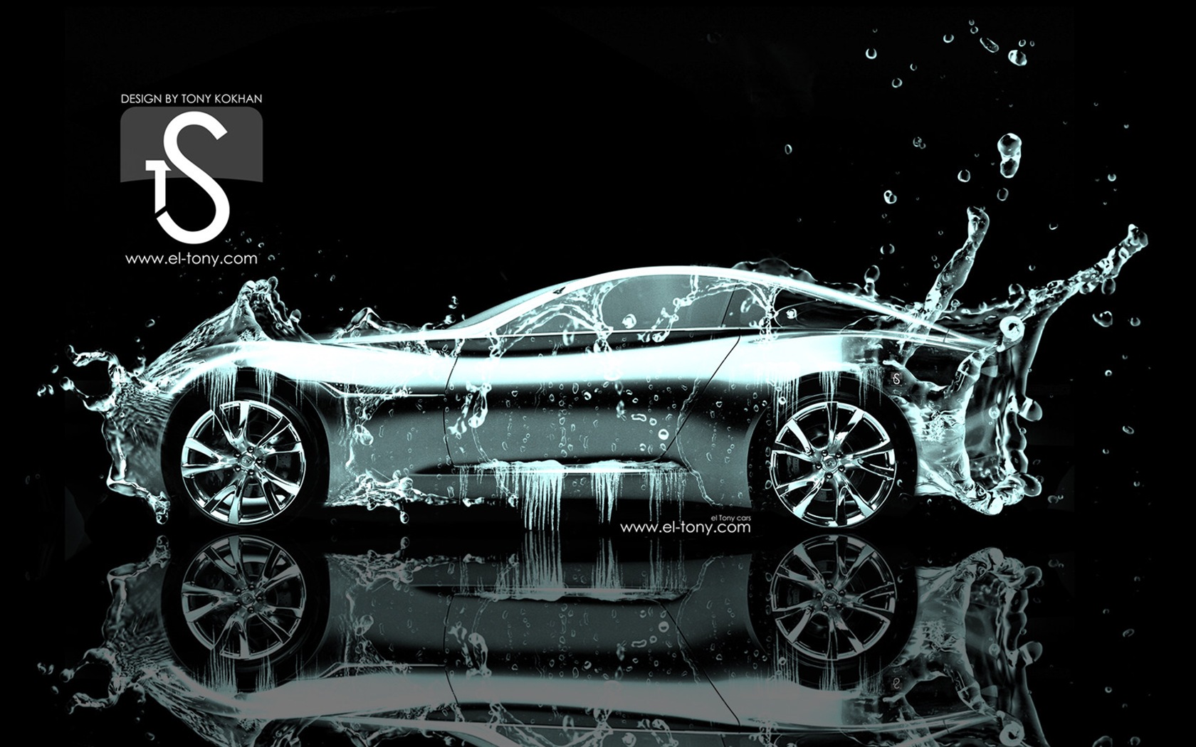 Water drops splash, beautiful car creative design wallpaper #13 - 1680x1050