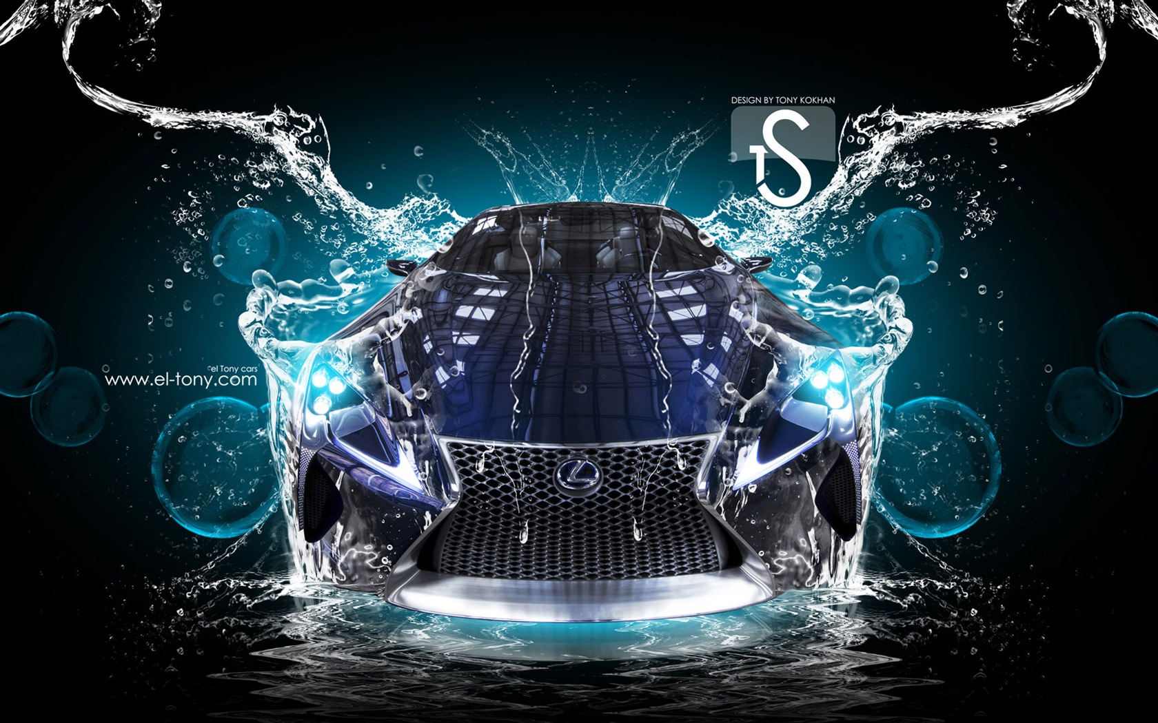 Water drops splash, beautiful car creative design wallpaper #14 - 1680x1050