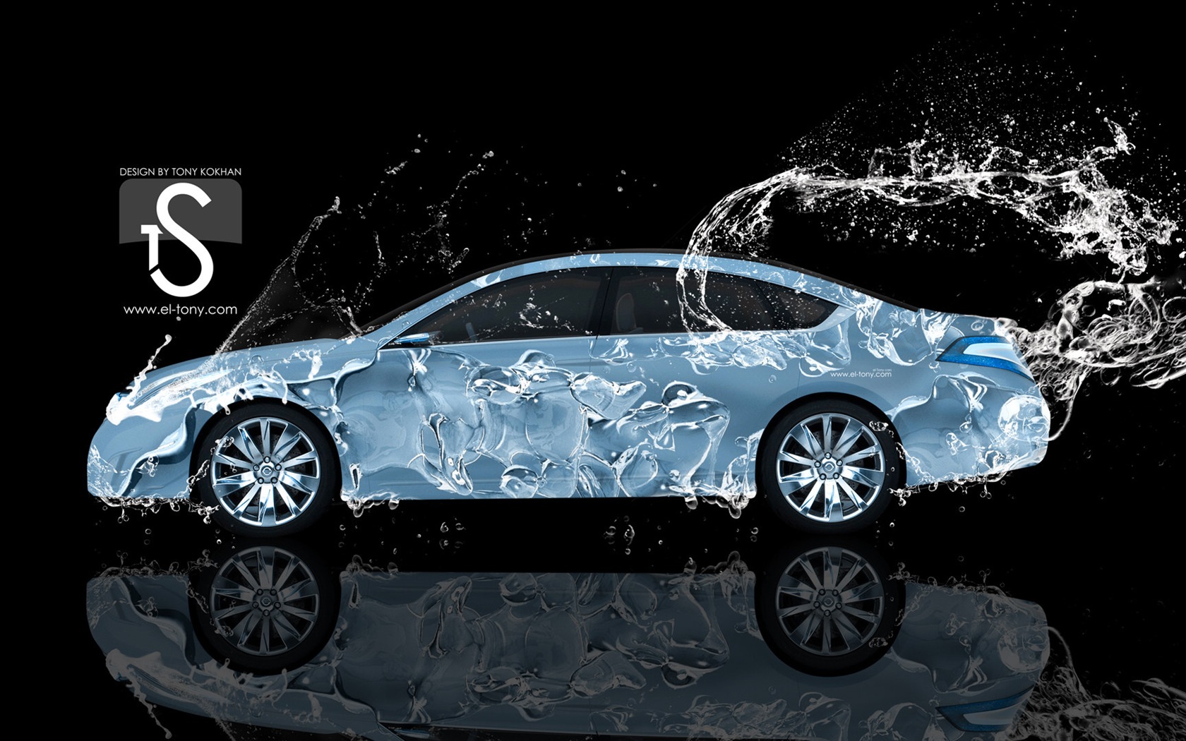 Water drops splash, beautiful car creative design wallpaper #15 - 1680x1050