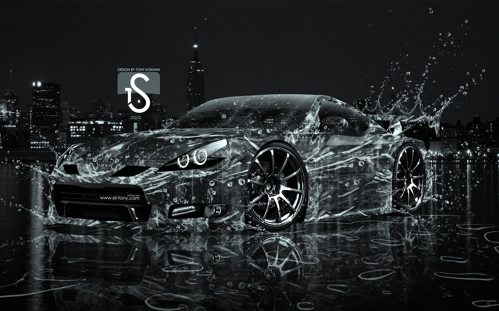Water drops splash, beautiful car creative design wallpaper #17 - 1680x1050