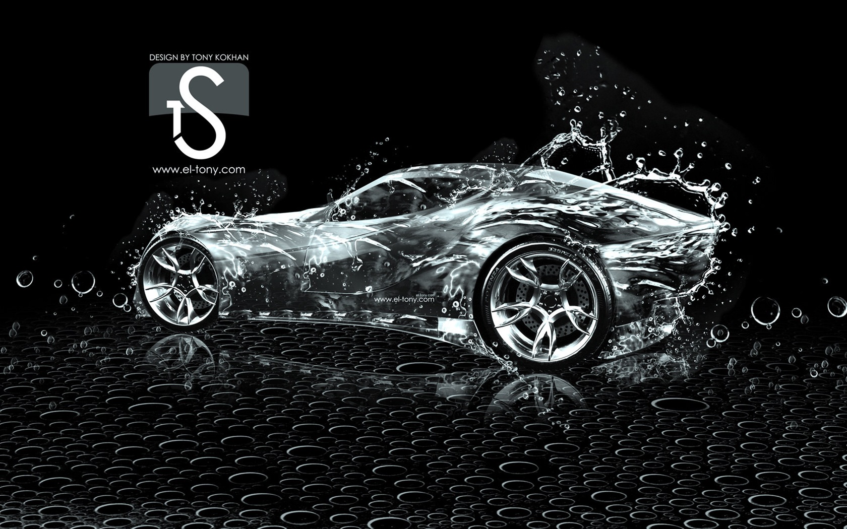 Water drops splash, beautiful car creative design wallpaper #25 - 1680x1050