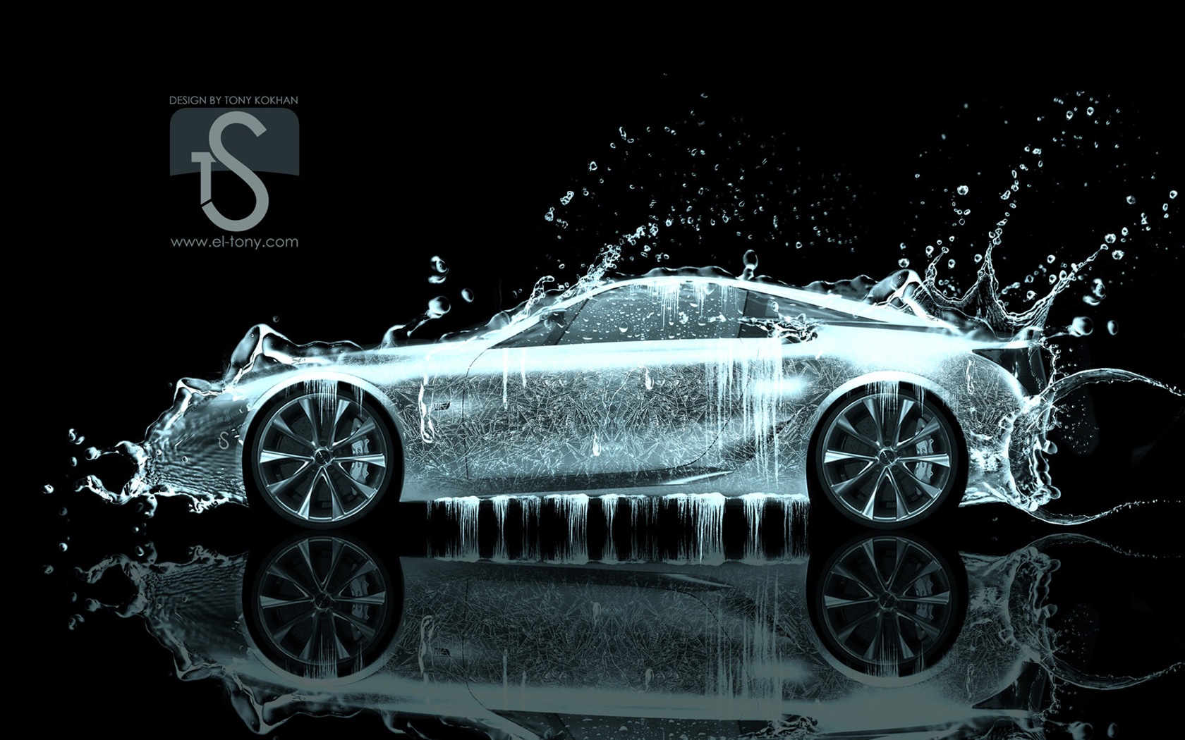 Water drops splash, beautiful car creative design wallpaper #26 - 1680x1050