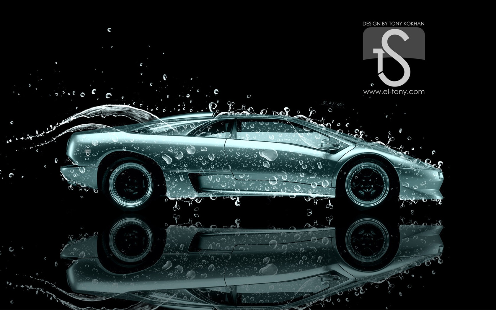 Wassertropfen spritzen, schönes Auto kreative Design Tapeten #27 - 1680x1050
