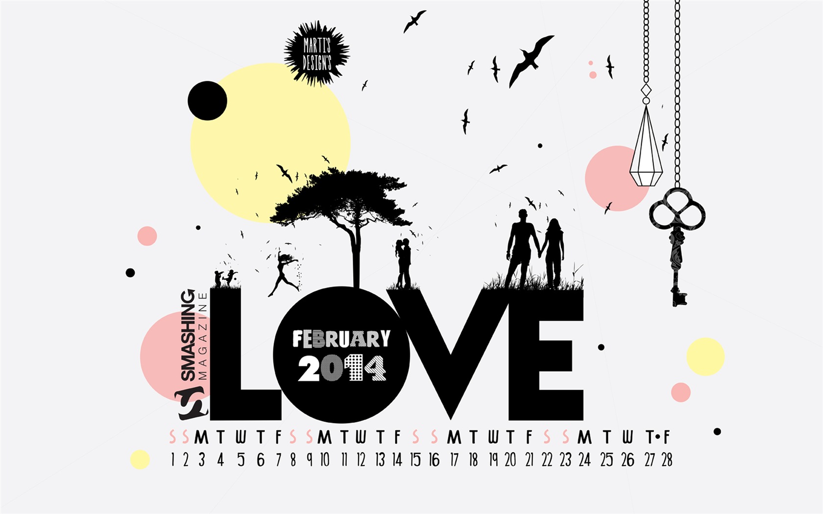 Februar 2014 Kalender Wallpaper (2) #4 - 1680x1050