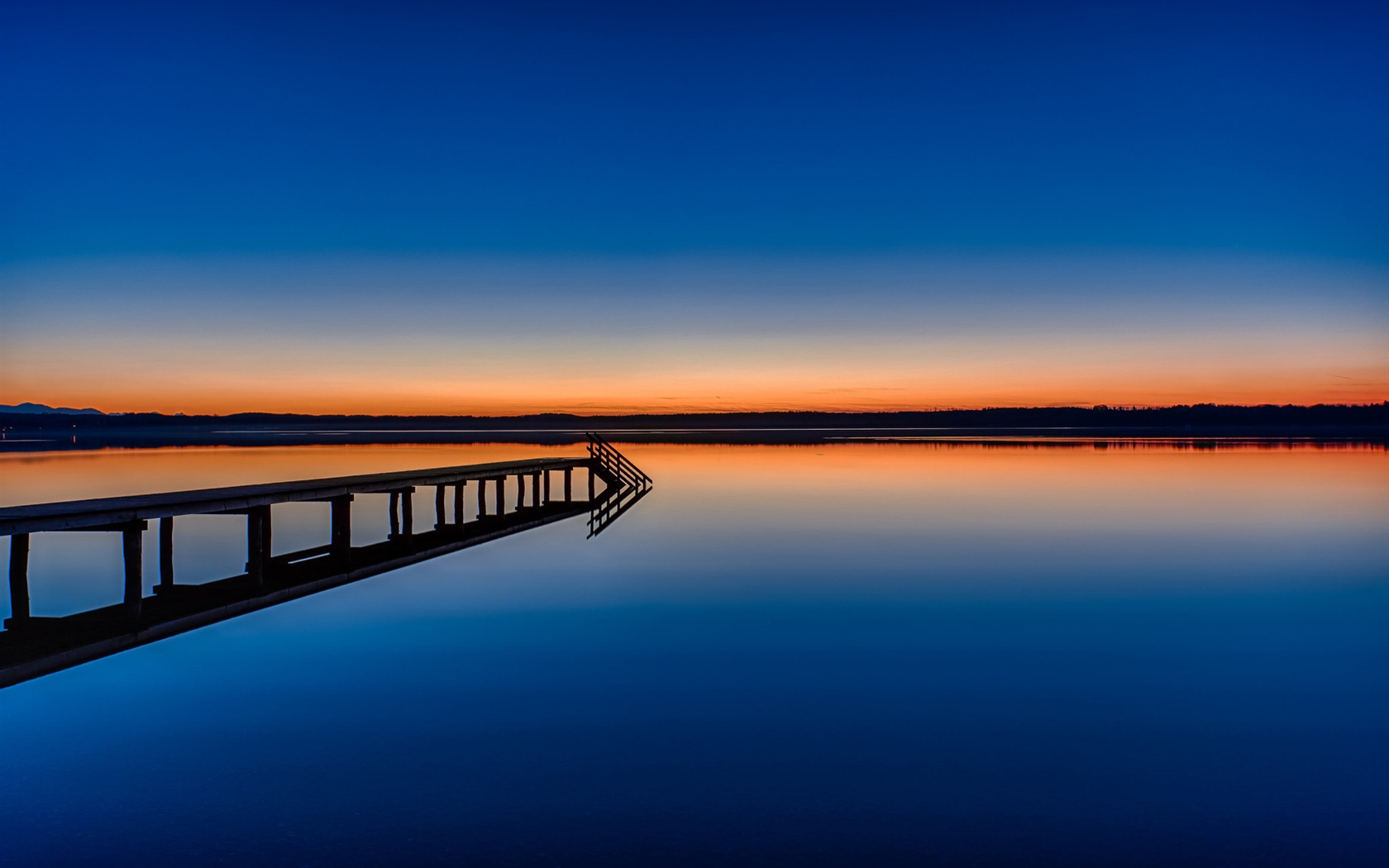 Lake a Boardwalk výhled soumraku HD tapety na plochu #12 - 1680x1050