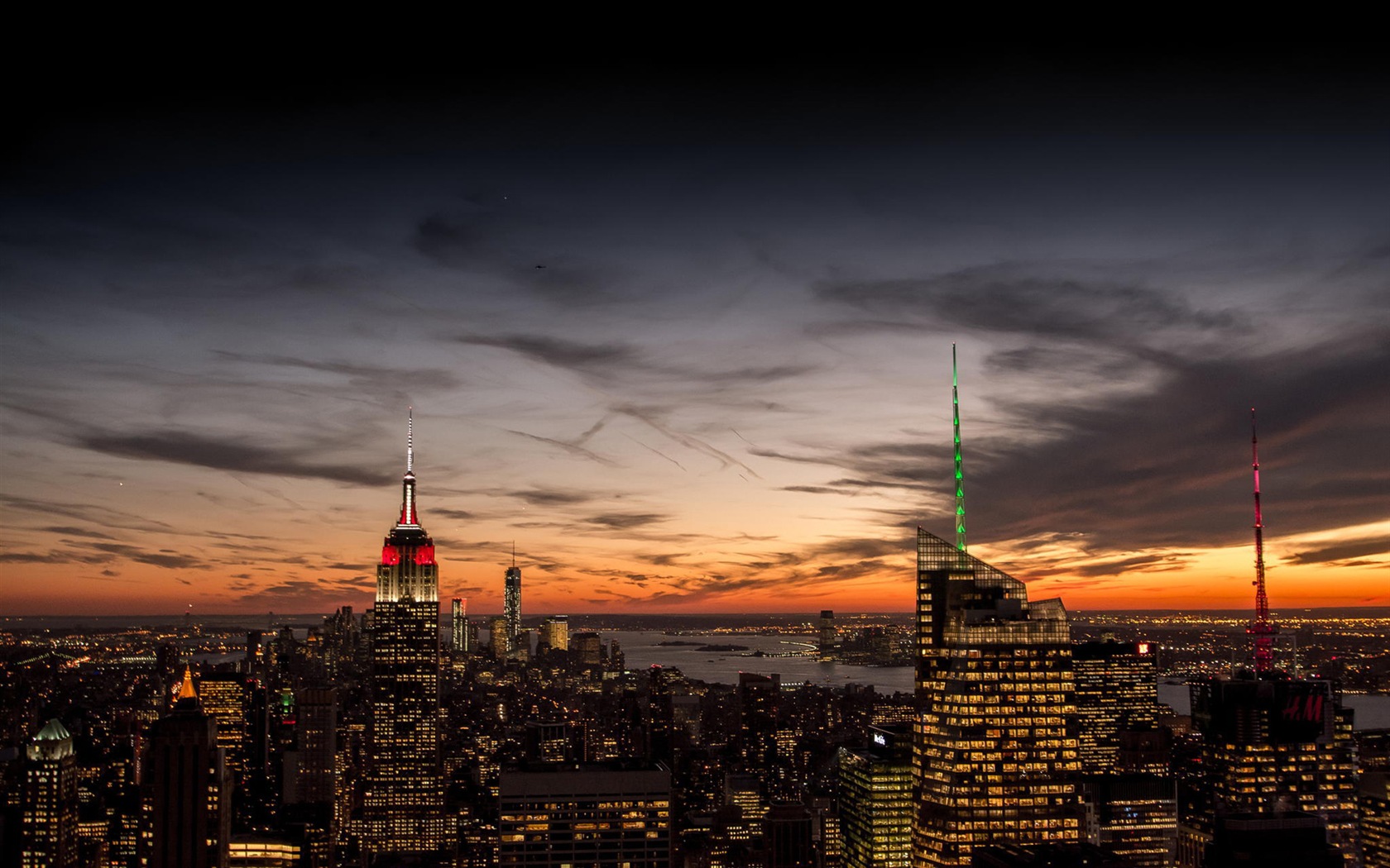 Empire State Building in New York, city night HD wallpapers #14 - 1680x1050