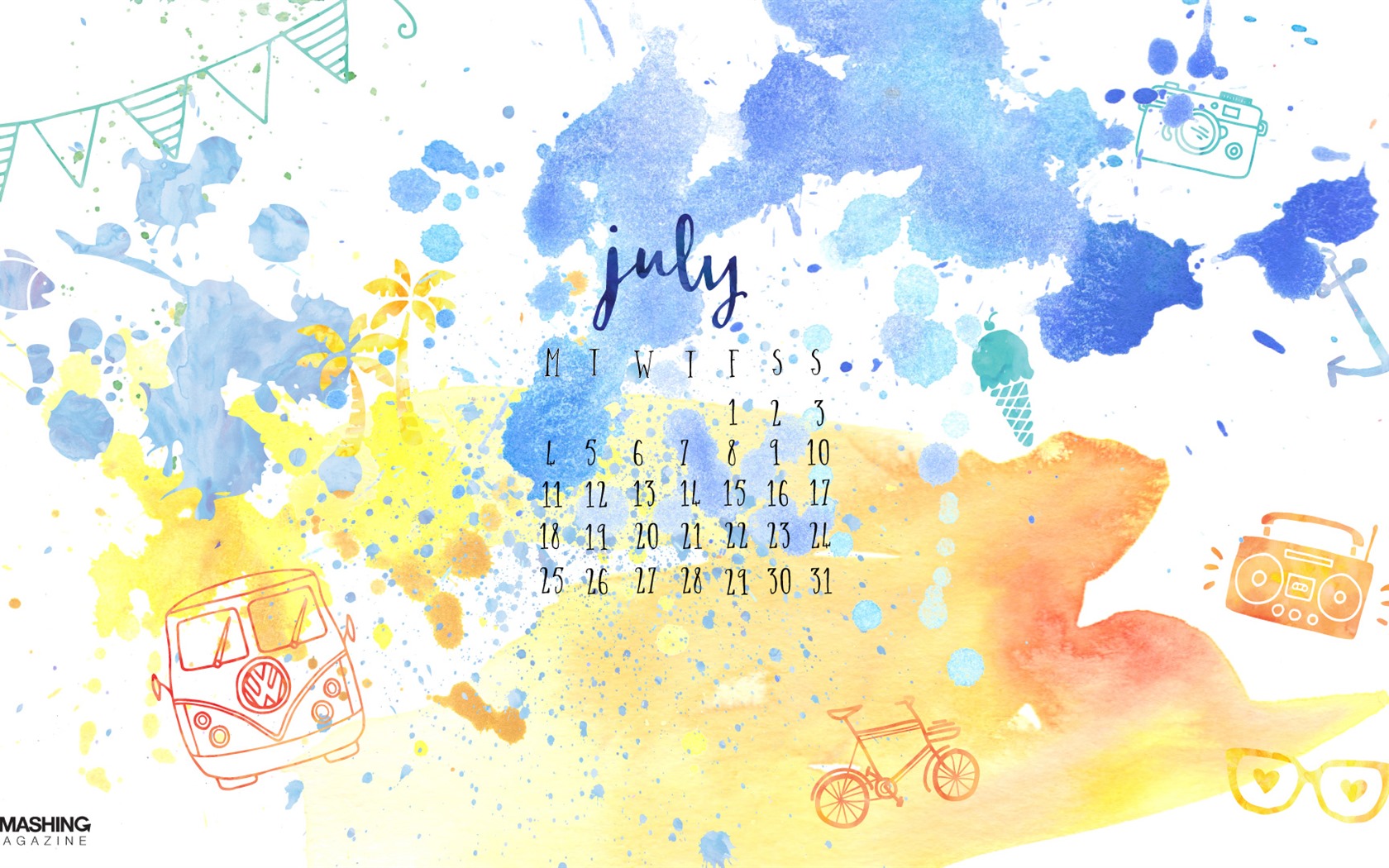 Juli 2016 Kalender Wallpaper (2) #11 - 1680x1050