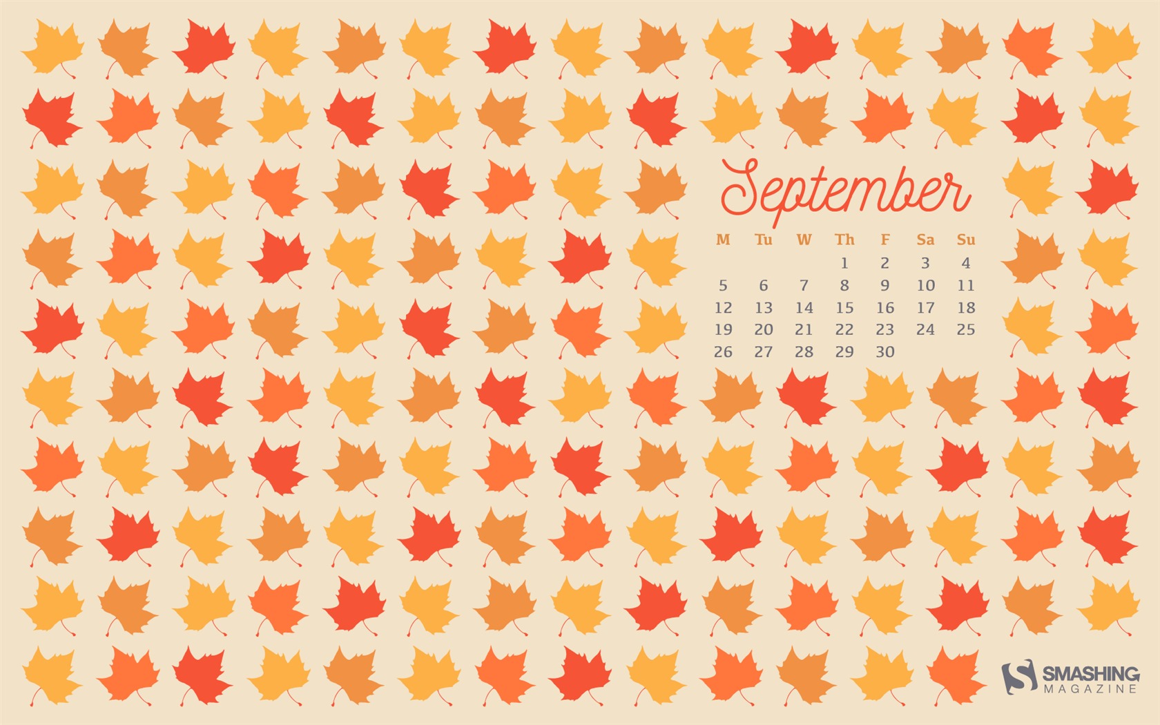 De septiembre de fondo de pantalla de calendario el año 2016 (2) #9 - 1680x1050