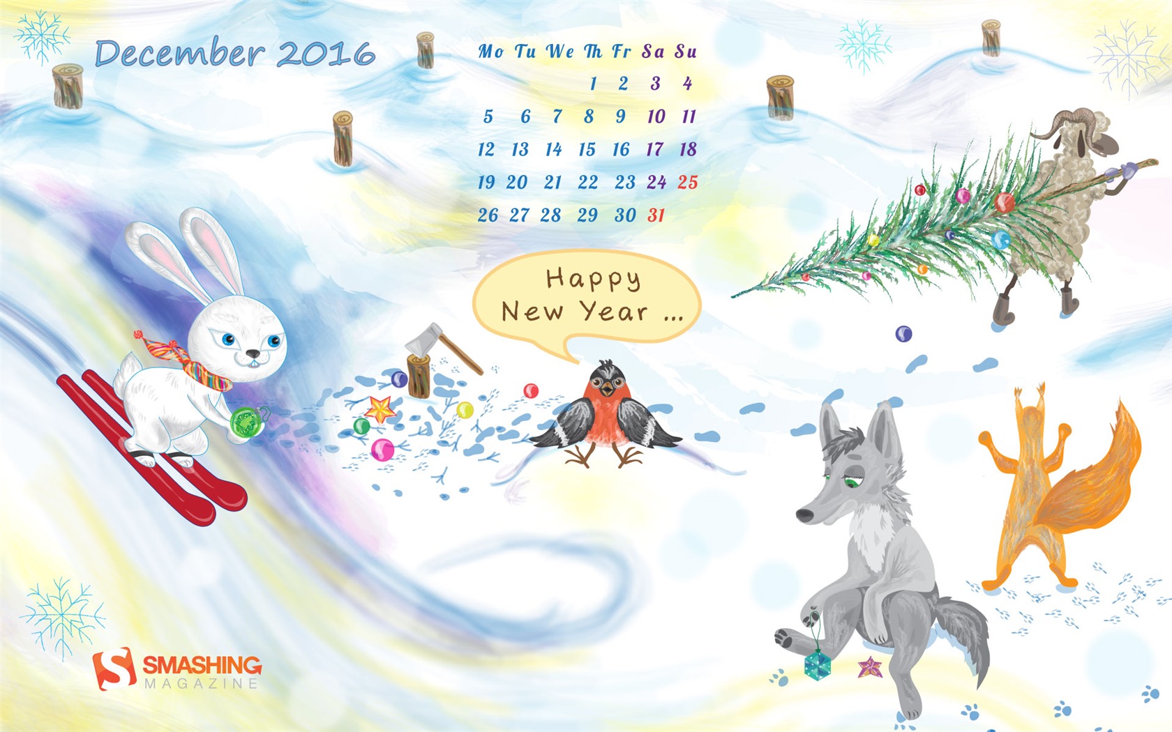 December 2016 Christmas theme calendar wallpaper (1) #27 - 1680x1050