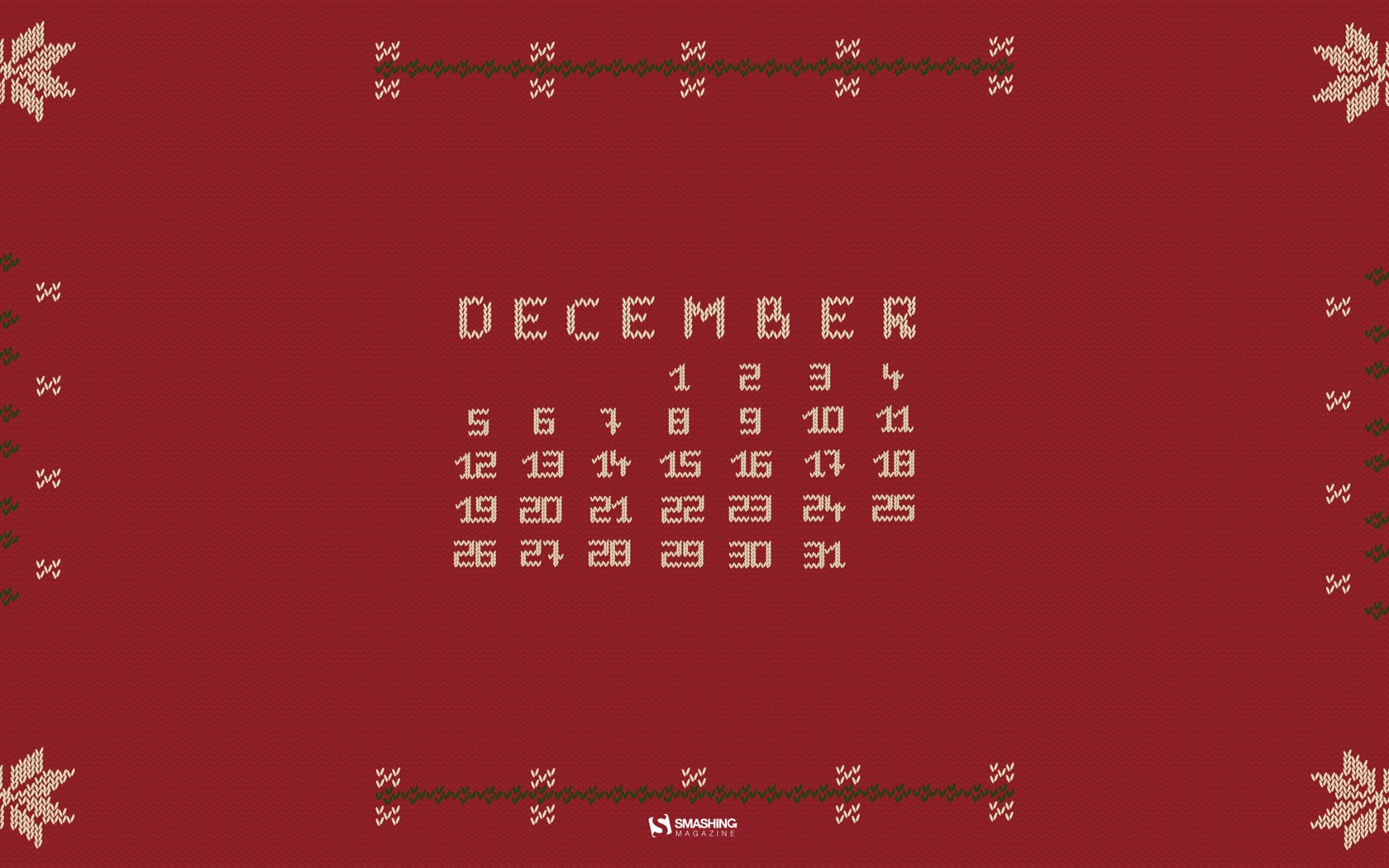 2016年12月クリスマステーマカレンダーの壁紙 (2) #12 - 1680x1050