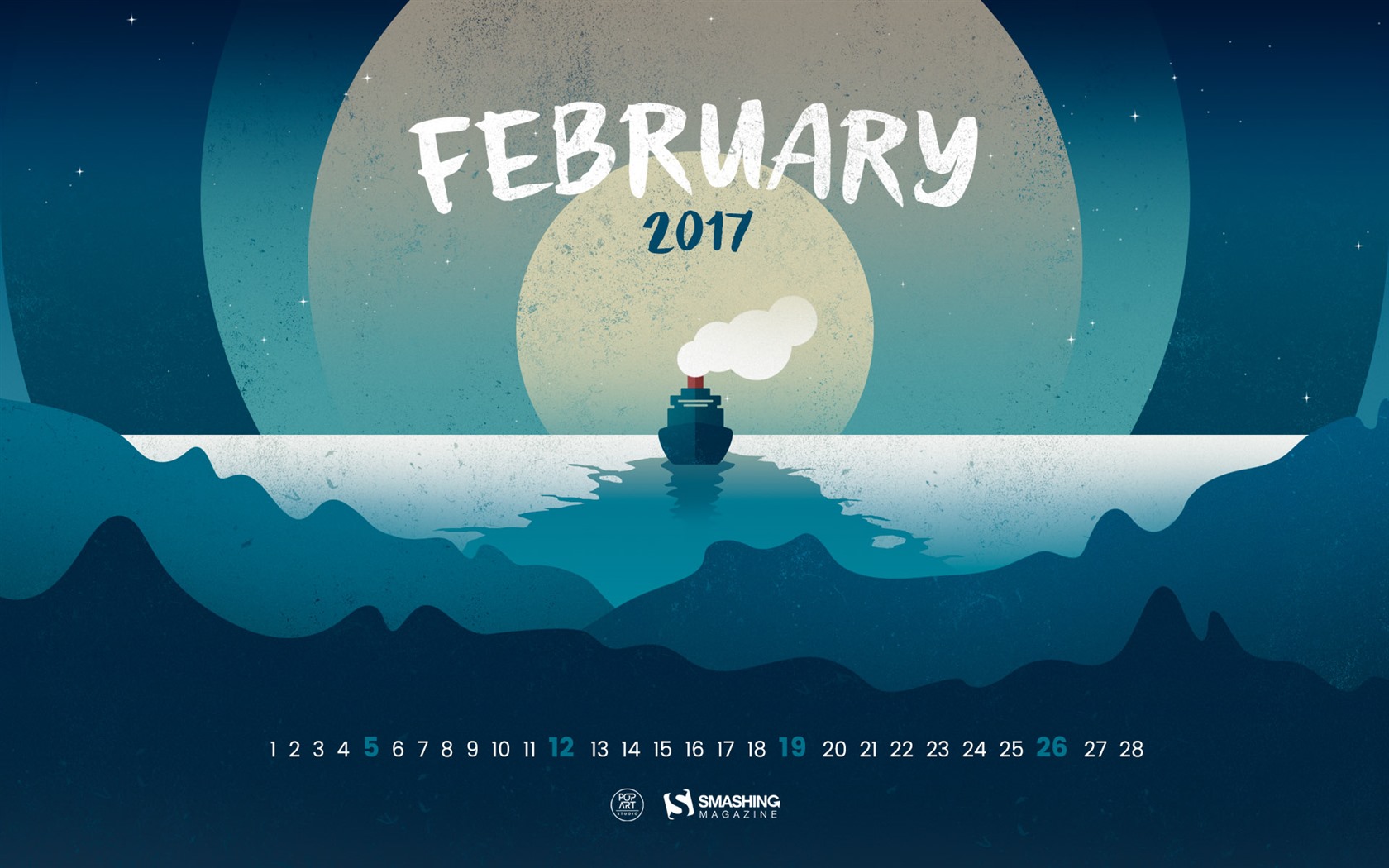2017年2月のカレンダーの壁紙 (2) #2 - 1680x1050