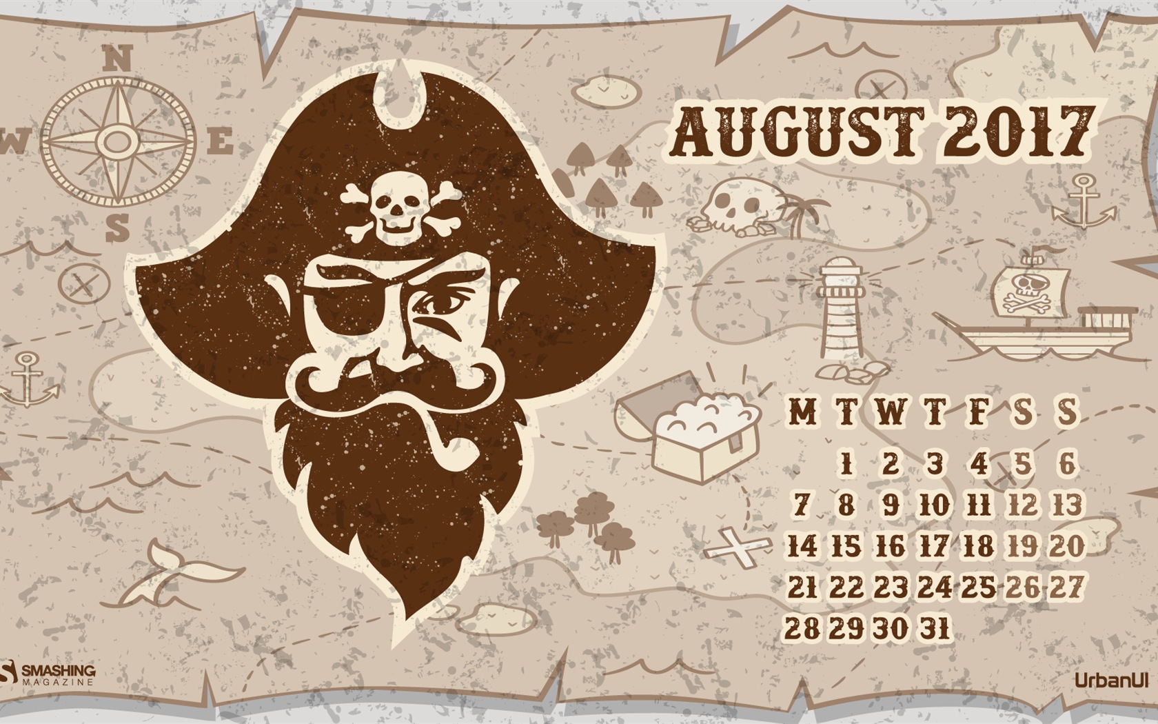 August 2017 Kalender Tapete #2 - 1680x1050
