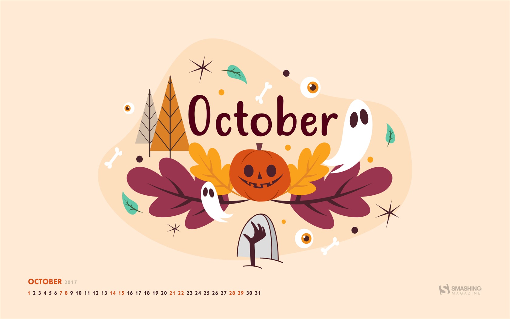 Oktober 2017 Kalender Hintergrundbild #1 - 1680x1050